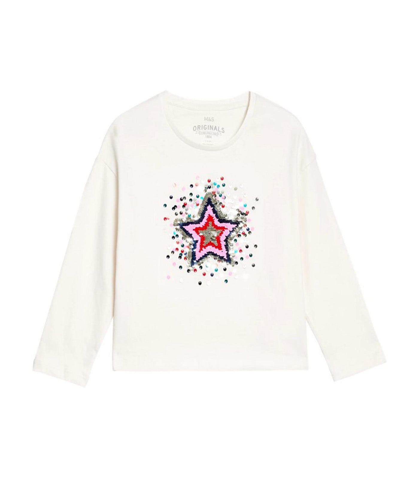 Pure Cotton Star Reversible Sequin Top Ivory