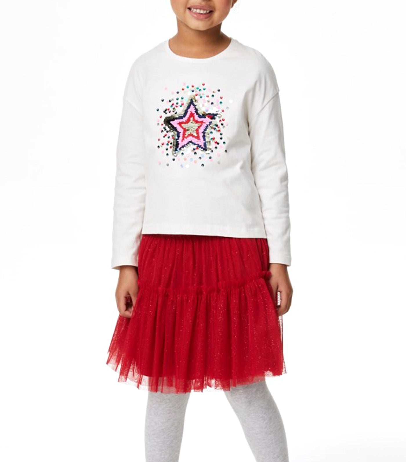 Pure Cotton Star Reversible Sequin Top Ivory