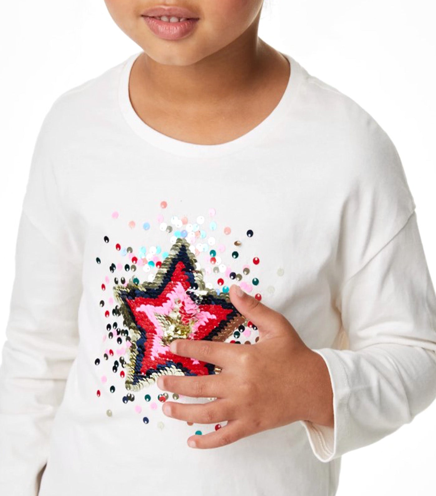 Pure Cotton Star Reversible Sequin Top Ivory