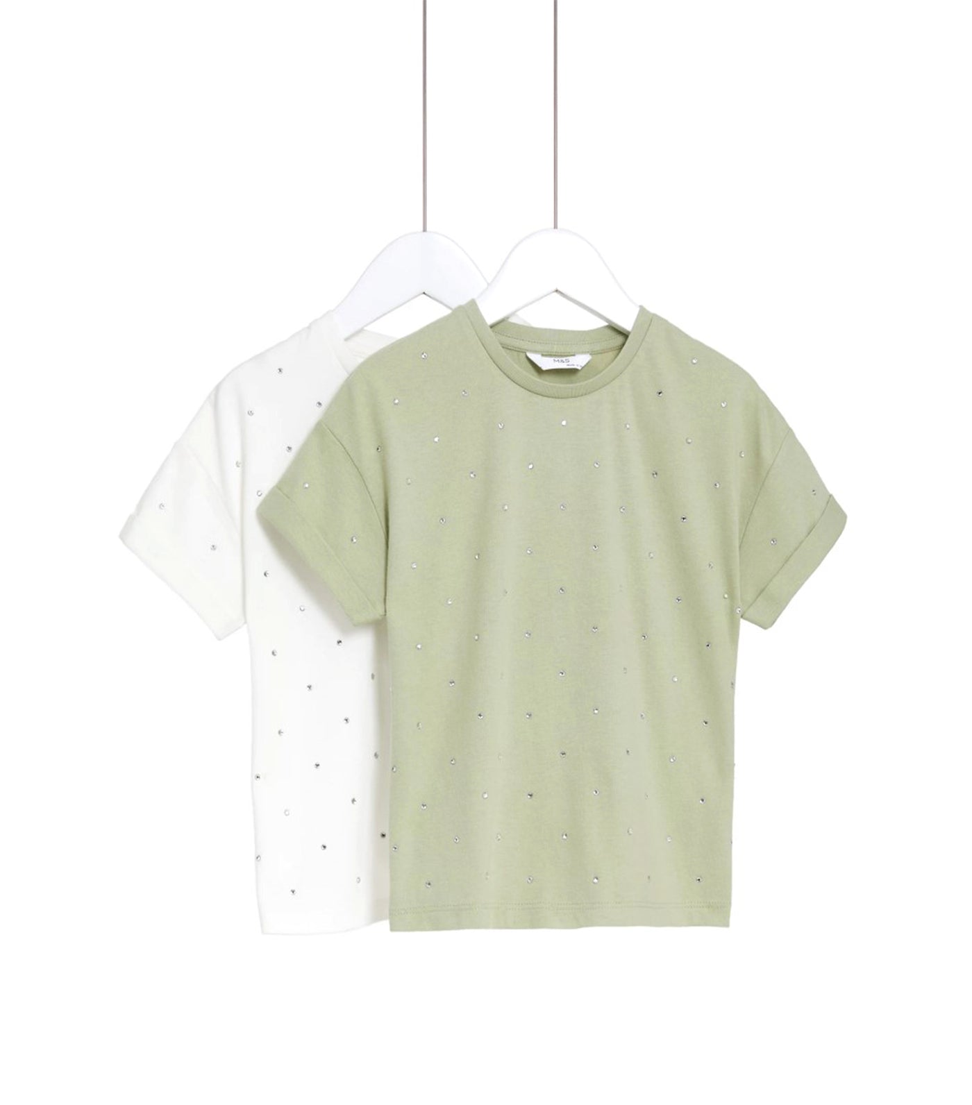 Pure Cotton Diamanté T-Shirts Multi 2-Pack