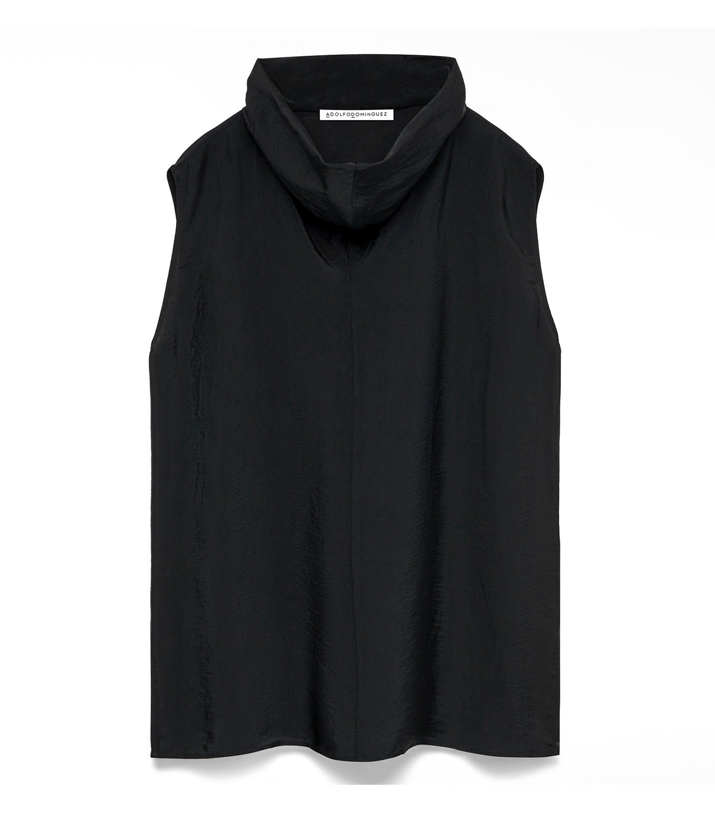 Draped High Neck Fluid Top Black