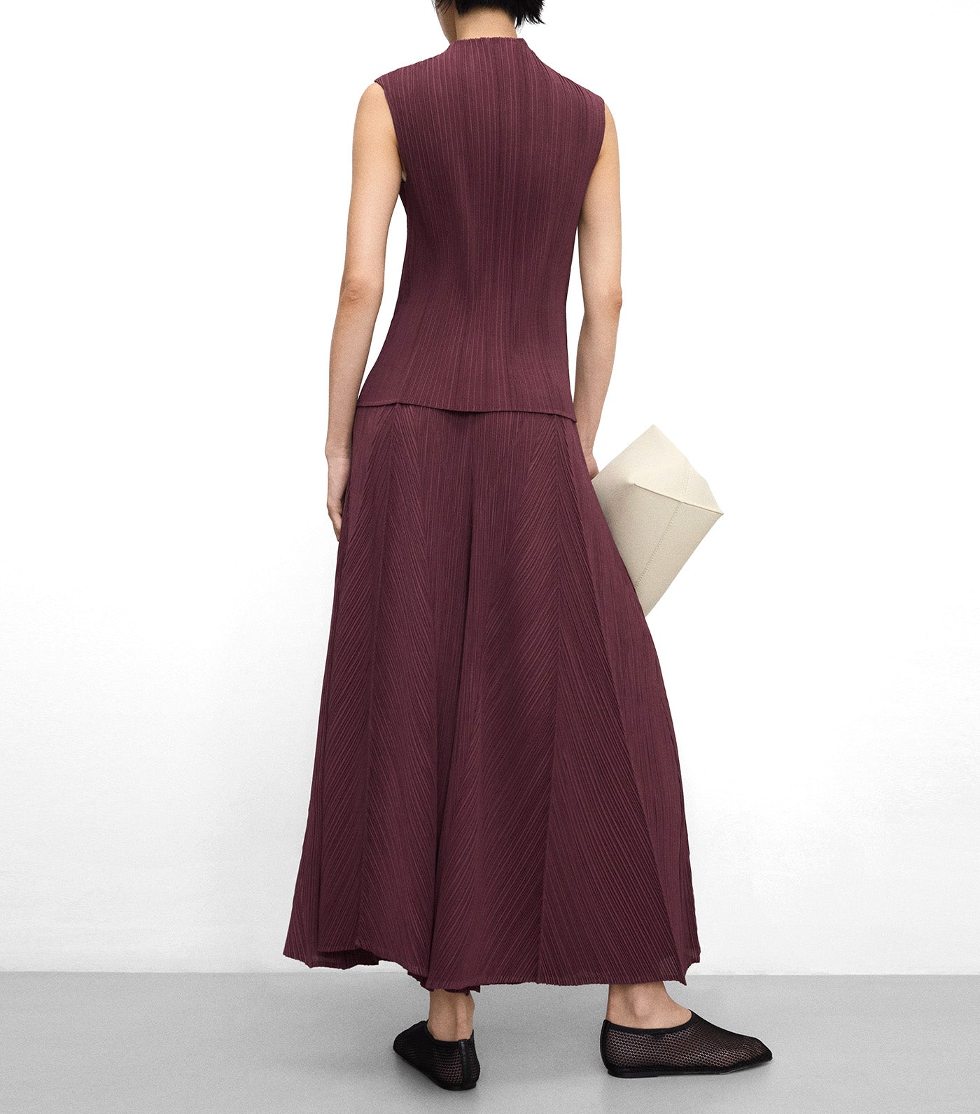 Adolfo Dominguez Perkins Collar Crinkle Top Aubergine