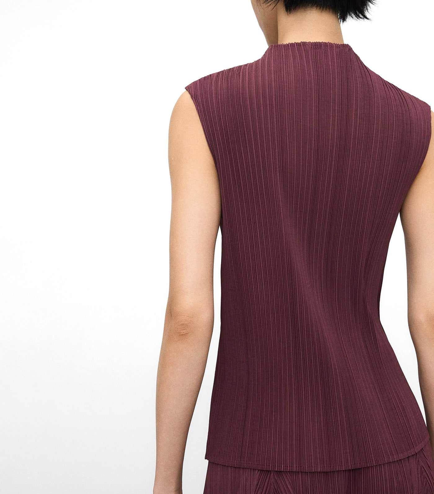 Adolfo Dominguez Perkins Collar Crinkle Top Aubergine