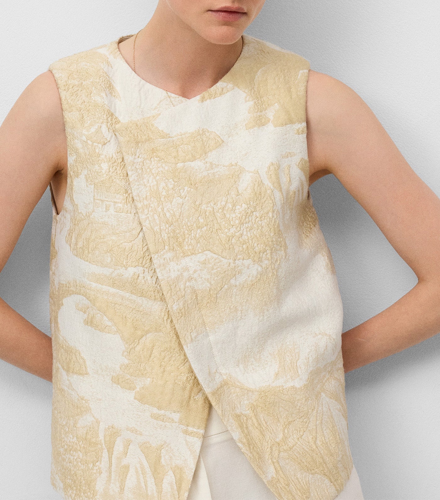 Textured Cross-Front Top Natural