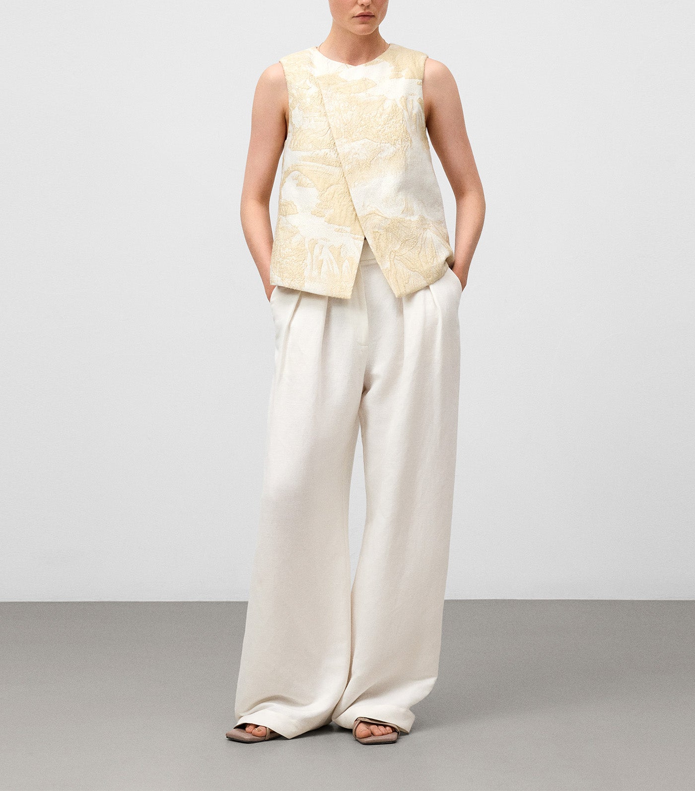Textured Cross-Front Top Natural