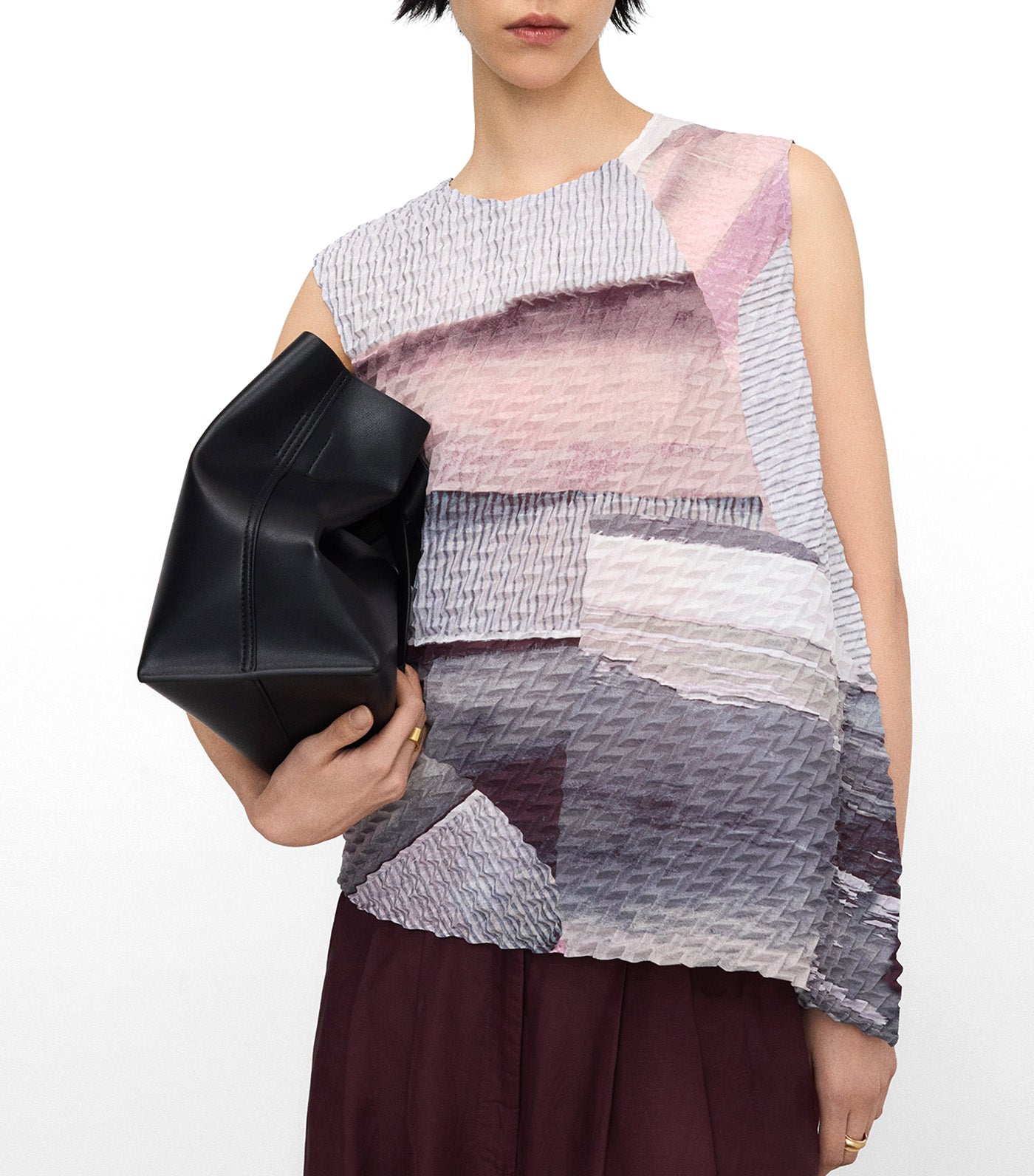 Adolfo Dominguez Crinkle Printed Asymmetric Top Multicolor