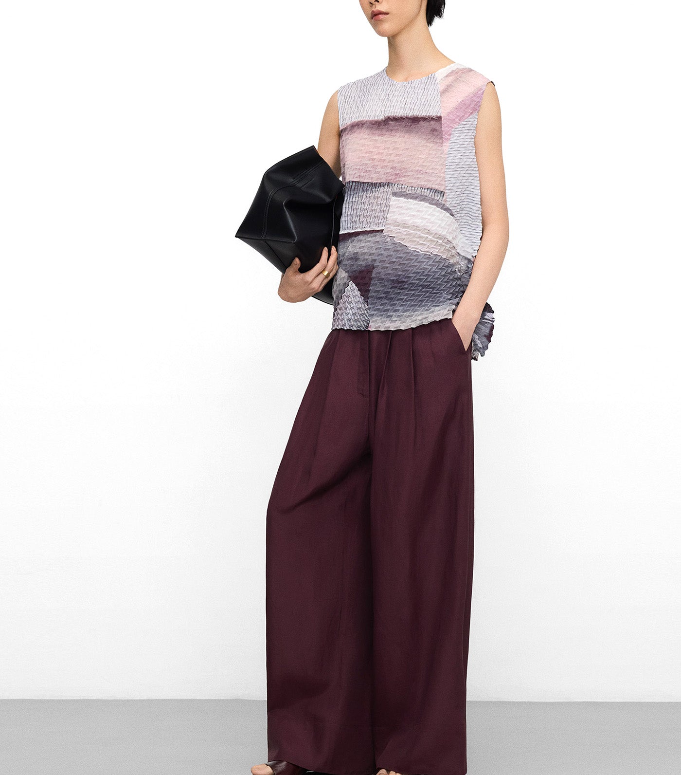 Adolfo Dominguez Crinkle Printed Asymmetric Top Multicolor
