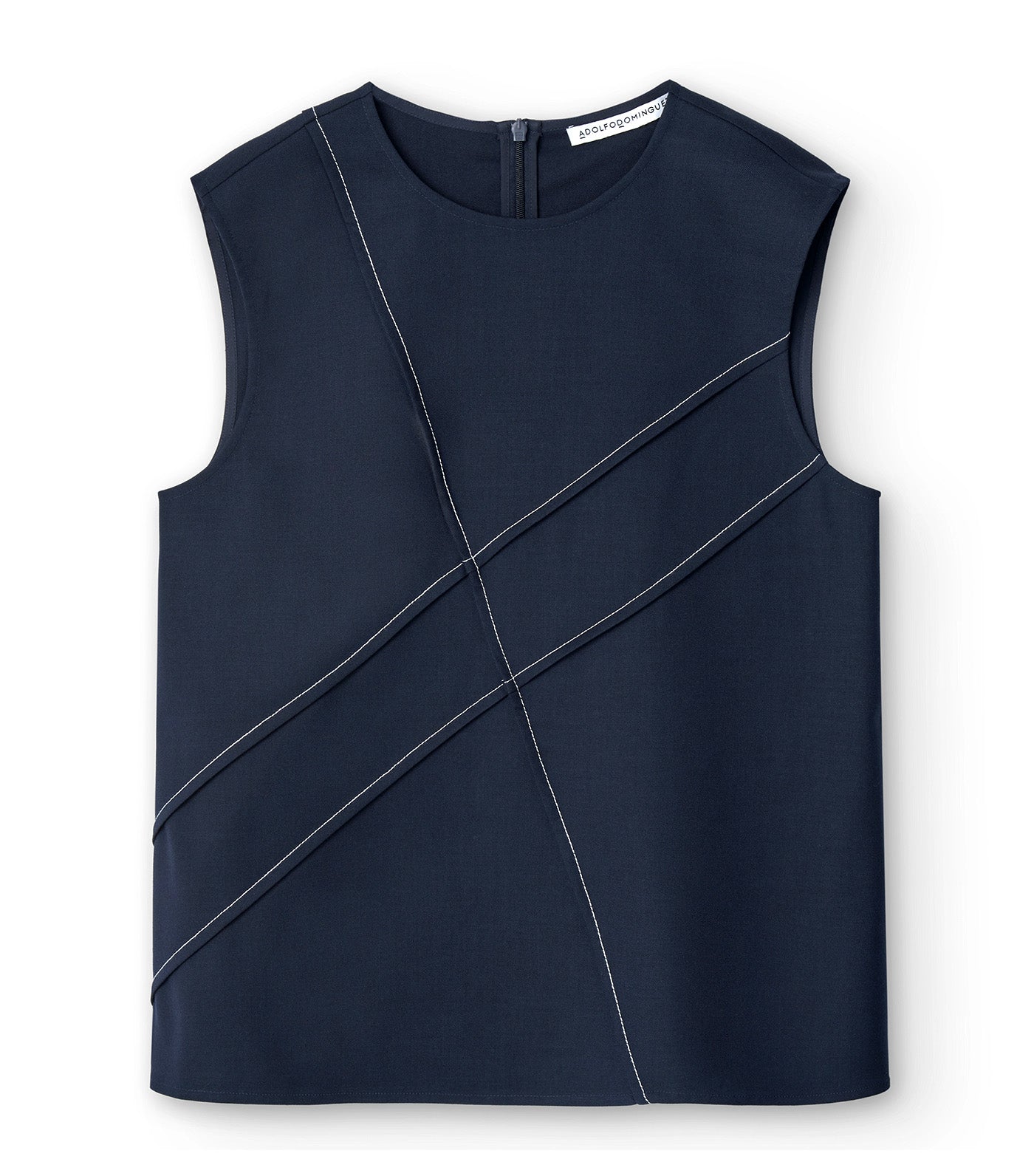 Top with Decorative Stitching Navy Blue/Black