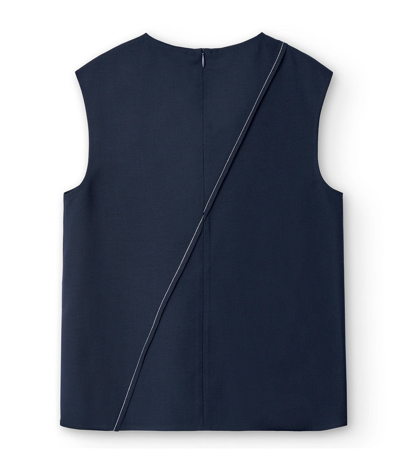 Top with Decorative Stitching Navy Blue/Black