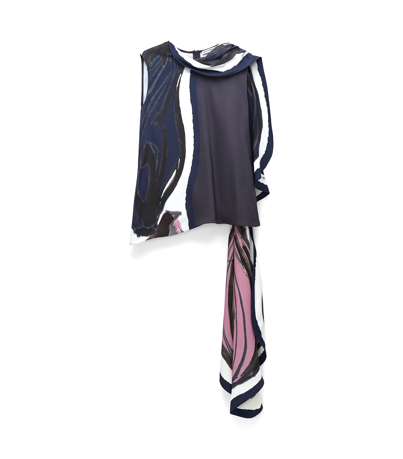 Adolfo Dominguez Printed Top with a Scarf Neck Flower Stamped