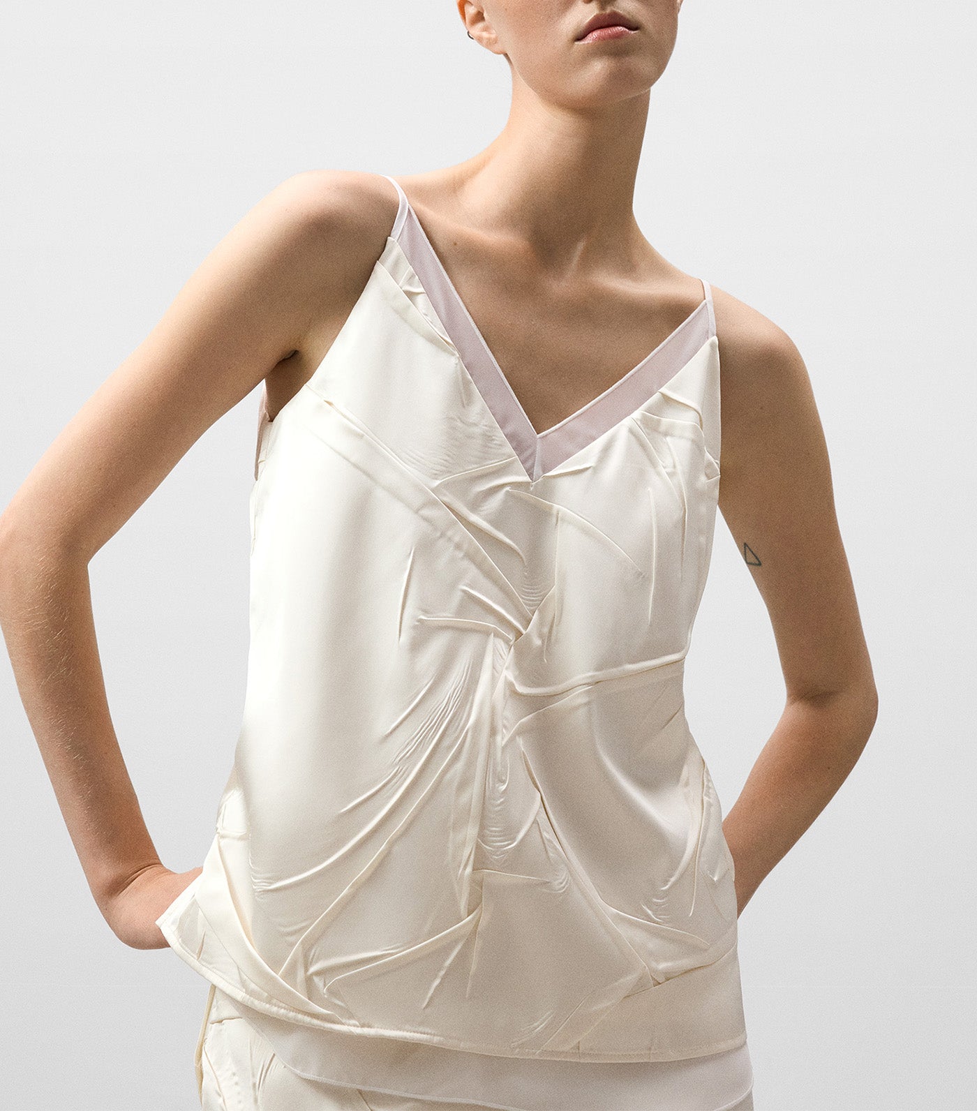 Mixed-Fabric Top Ecru
