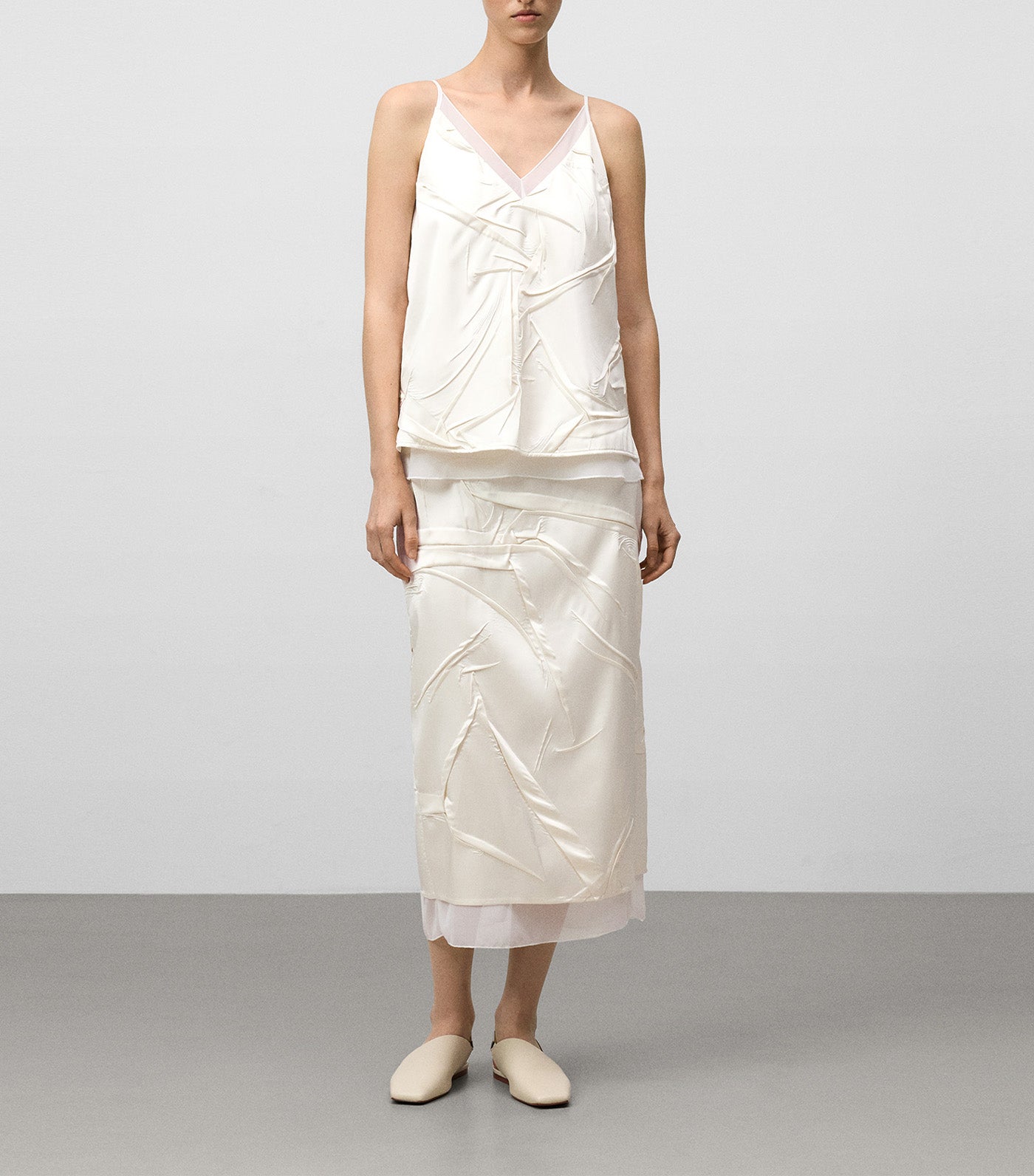 Mixed-Fabric Top Ecru