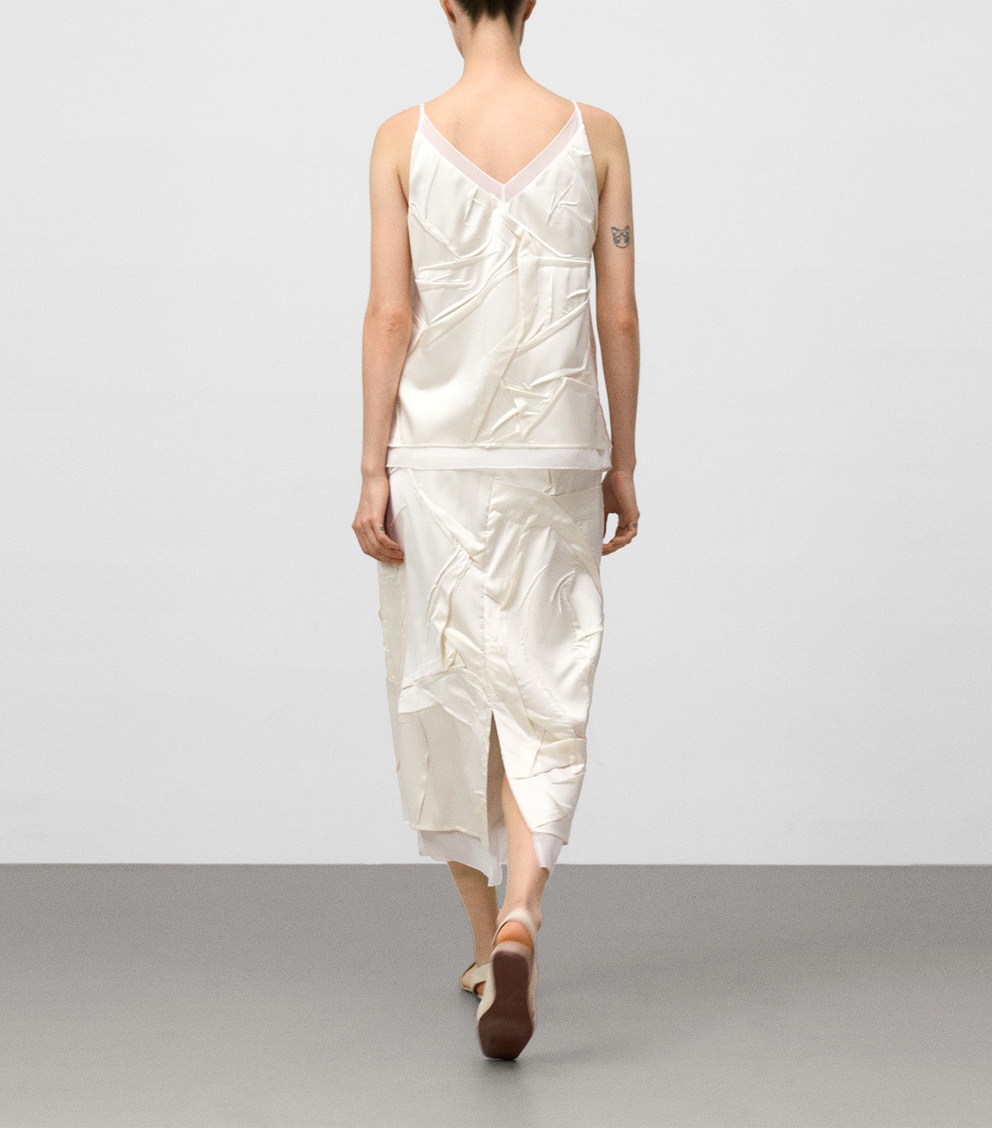 Mixed-Fabric Top Ecru