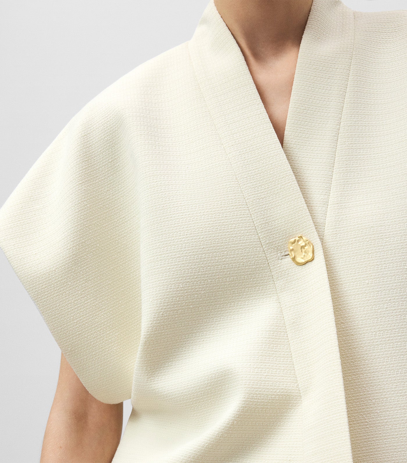 Textured Wrap Ecru Top