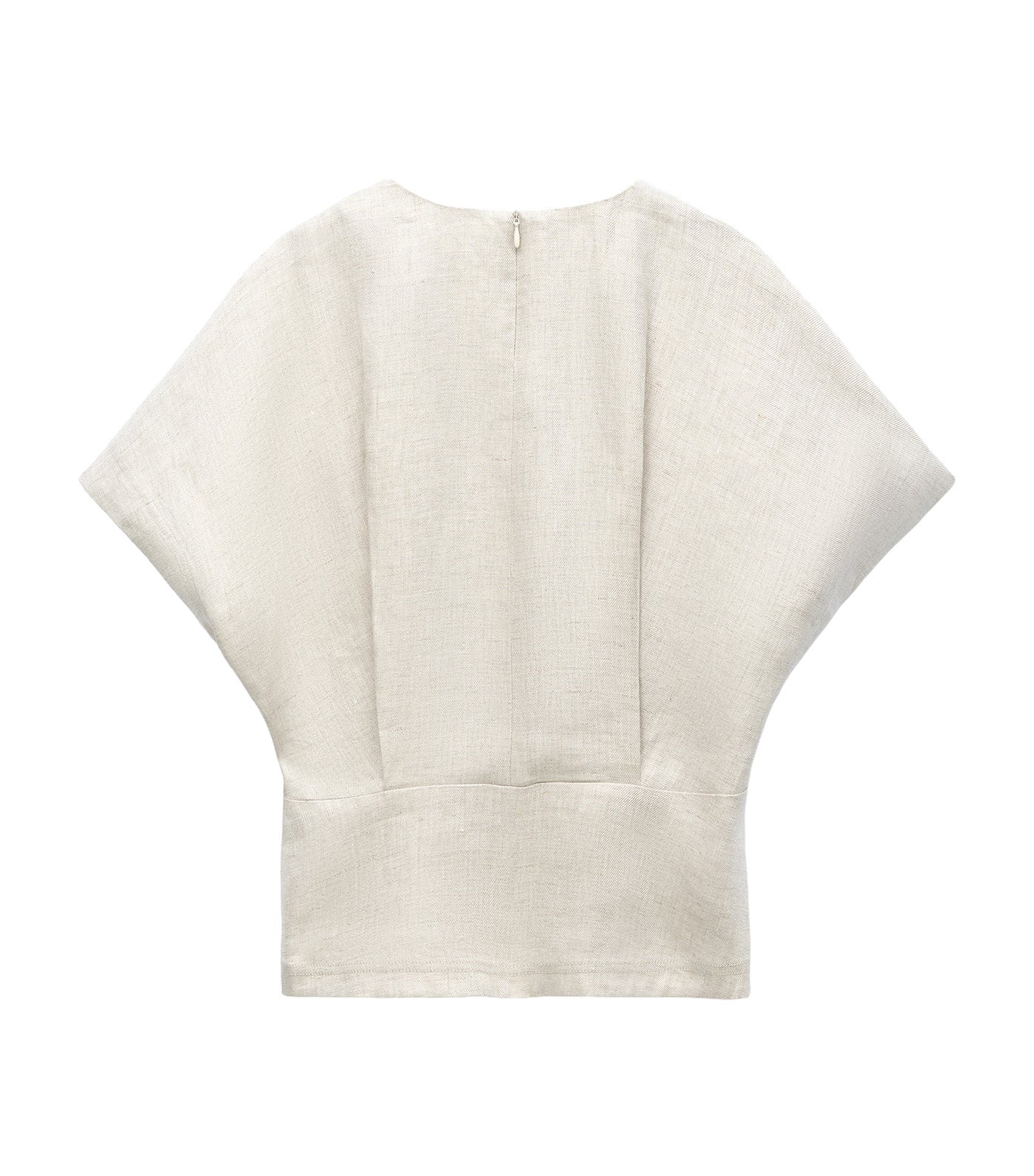 Linen Japanese Sleeve Semi-Fitted Top Stone