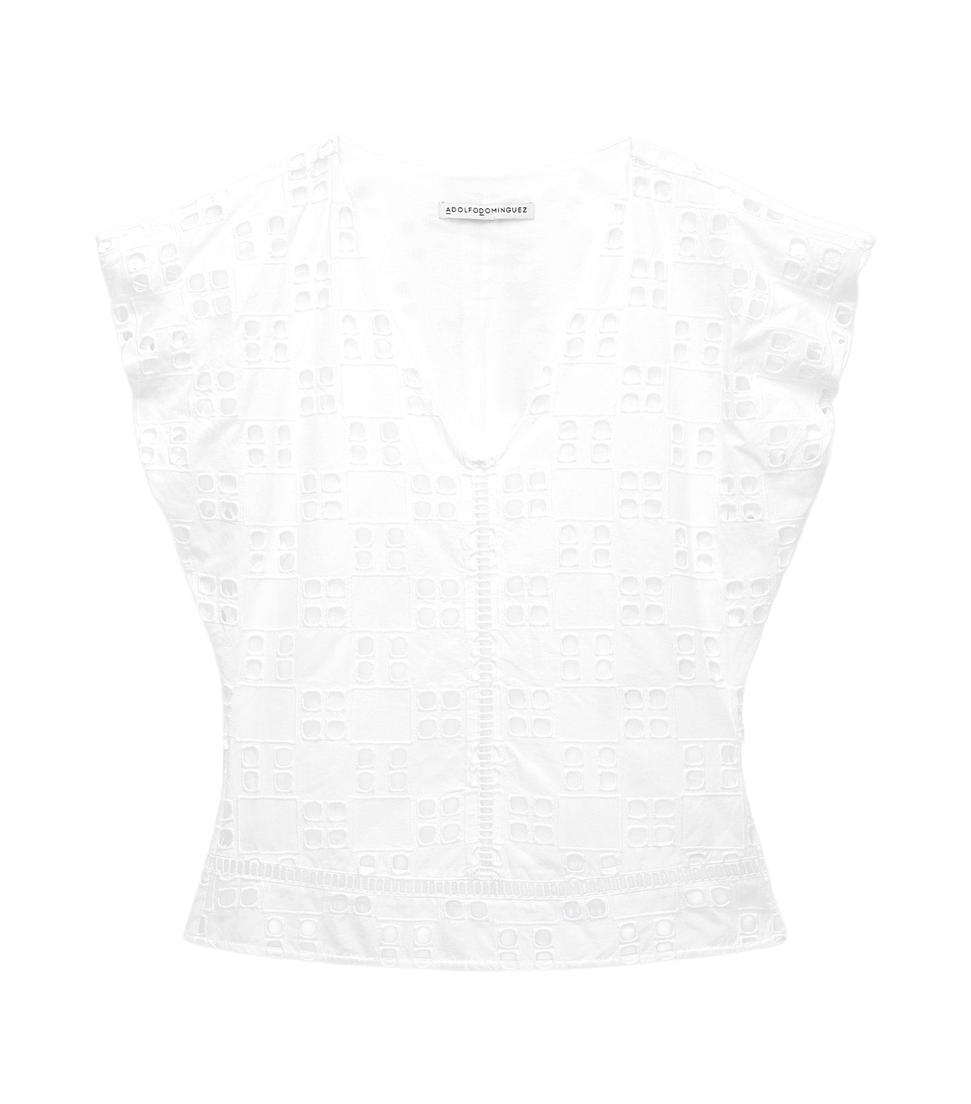 Poplin Fitted Top With English Embroidery White