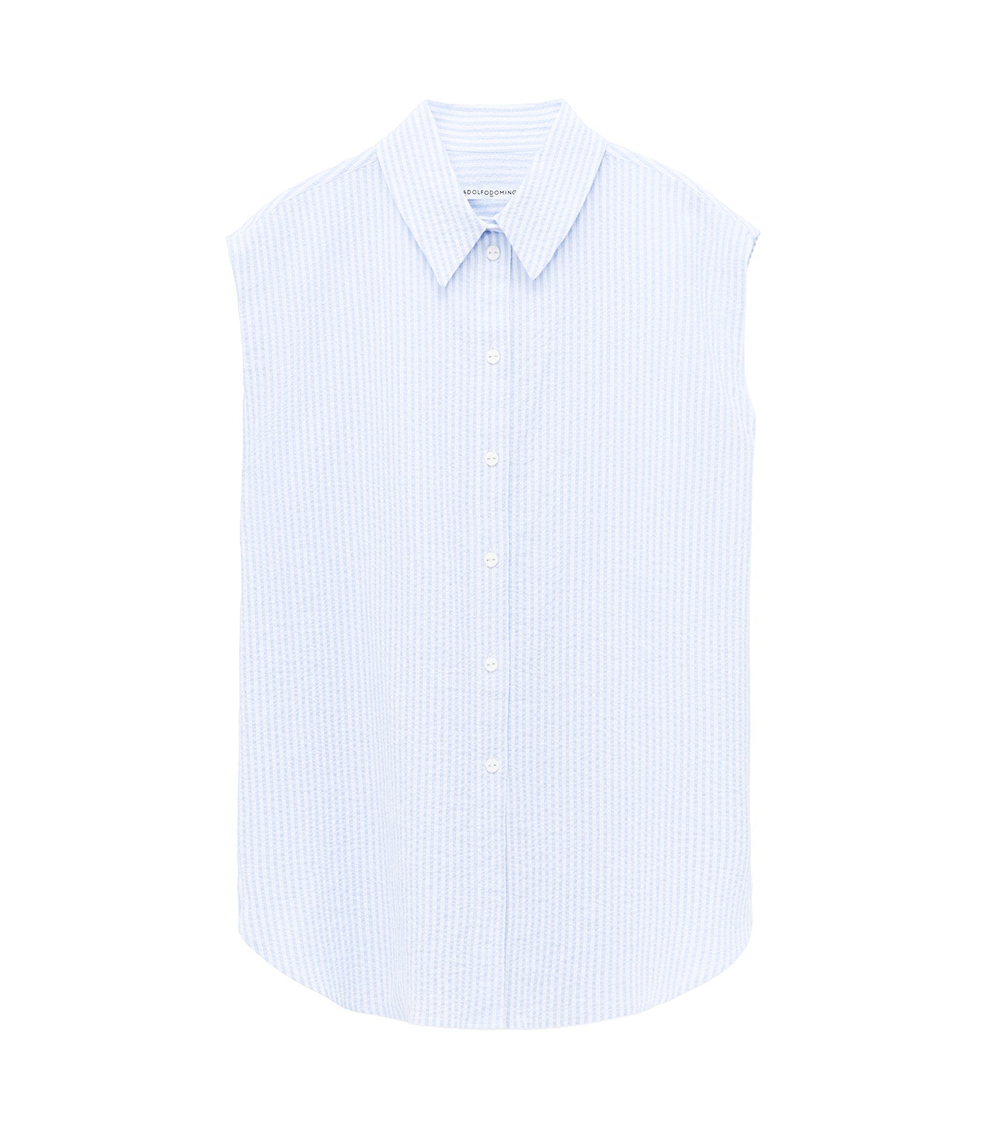 Seersucker Striped Armhole Sleeve Shirt Blue Stripe