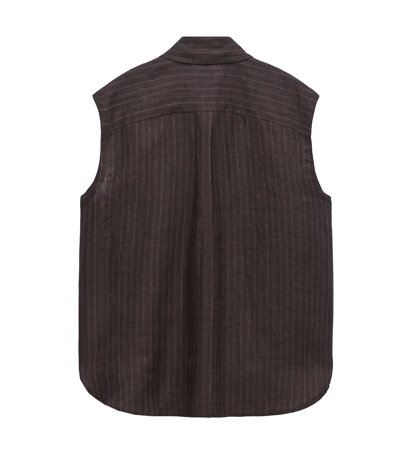 European Linen Striped Straight Shirt Brown Stripe