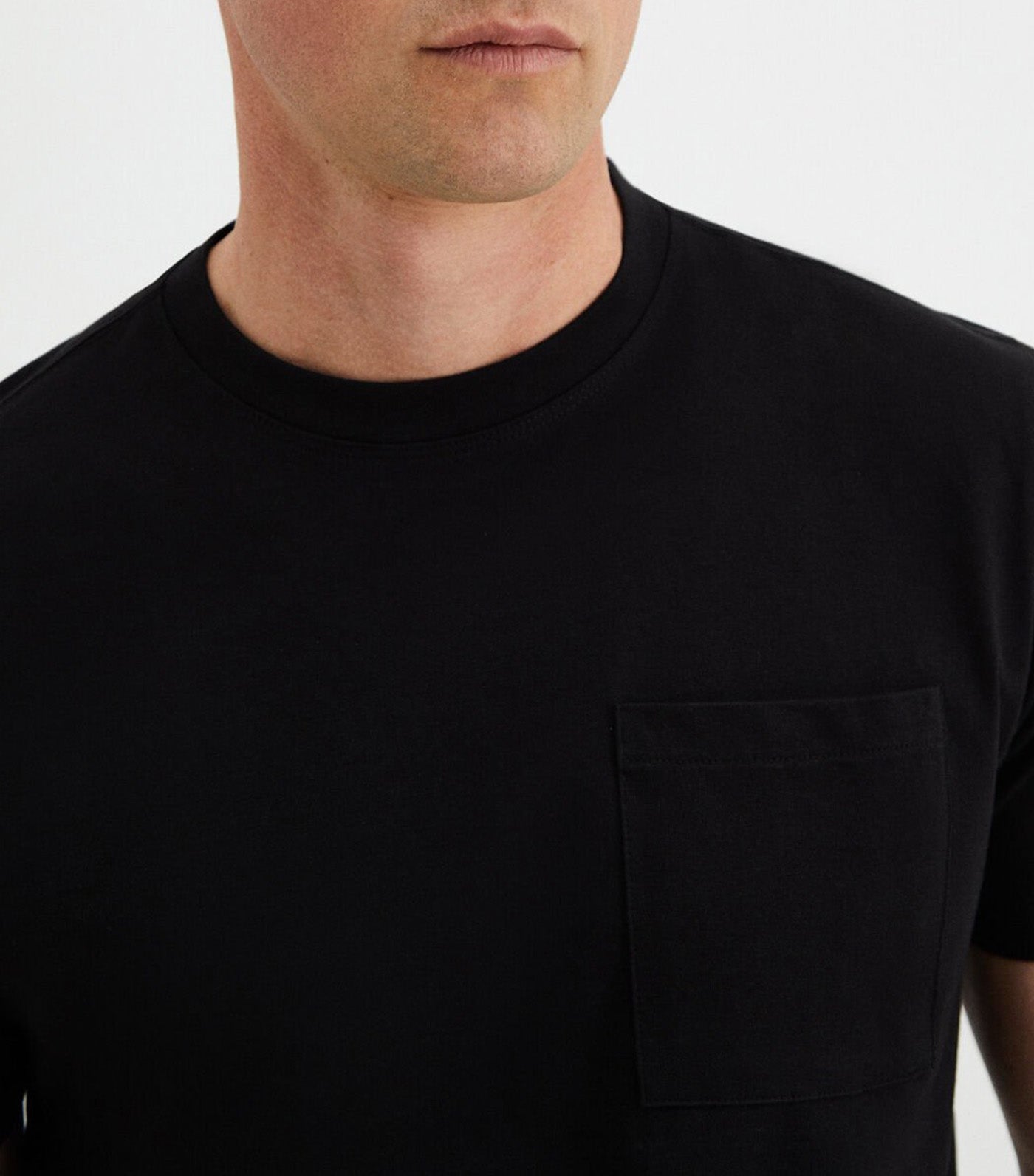 Crew Neck T-shirt with Pocket Black