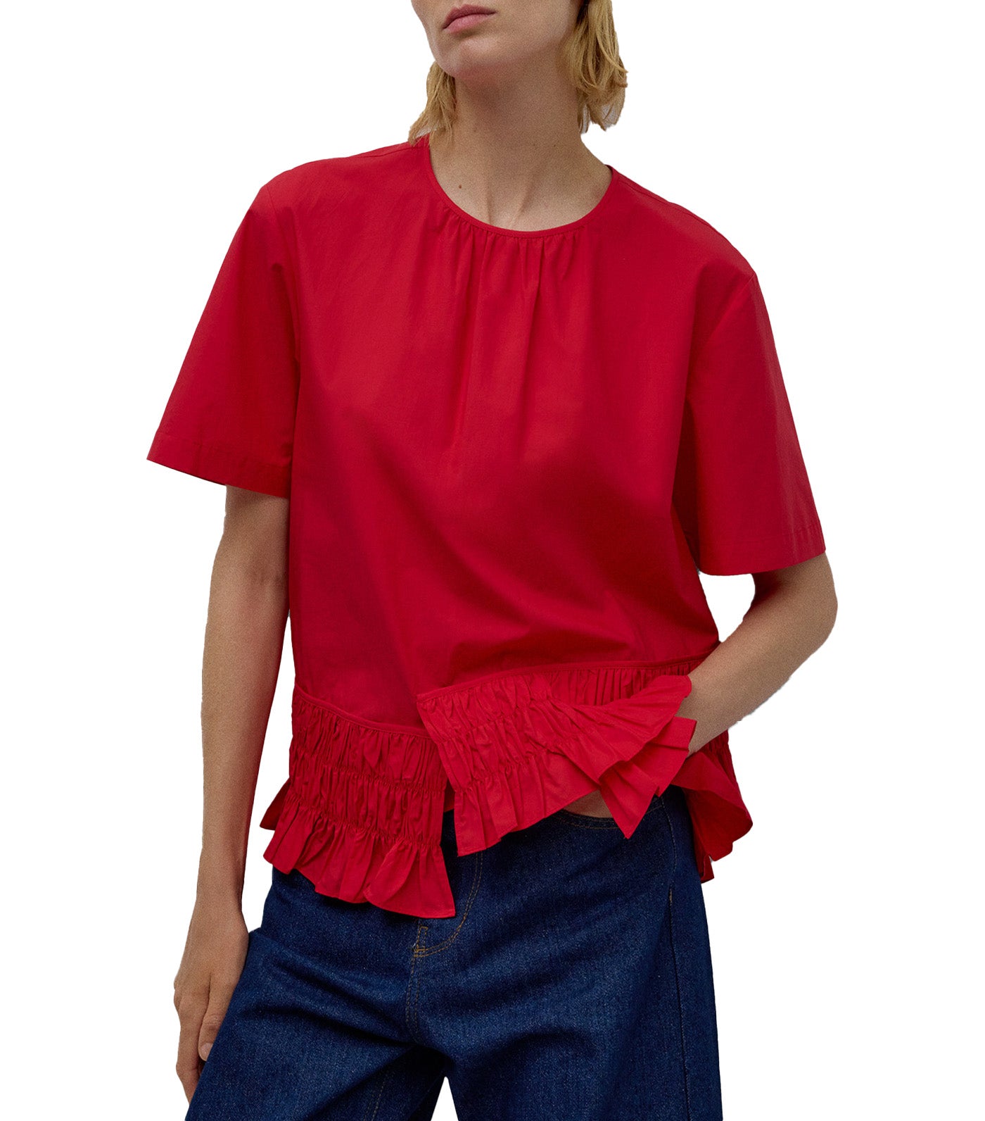 Ruffle Blouse Red