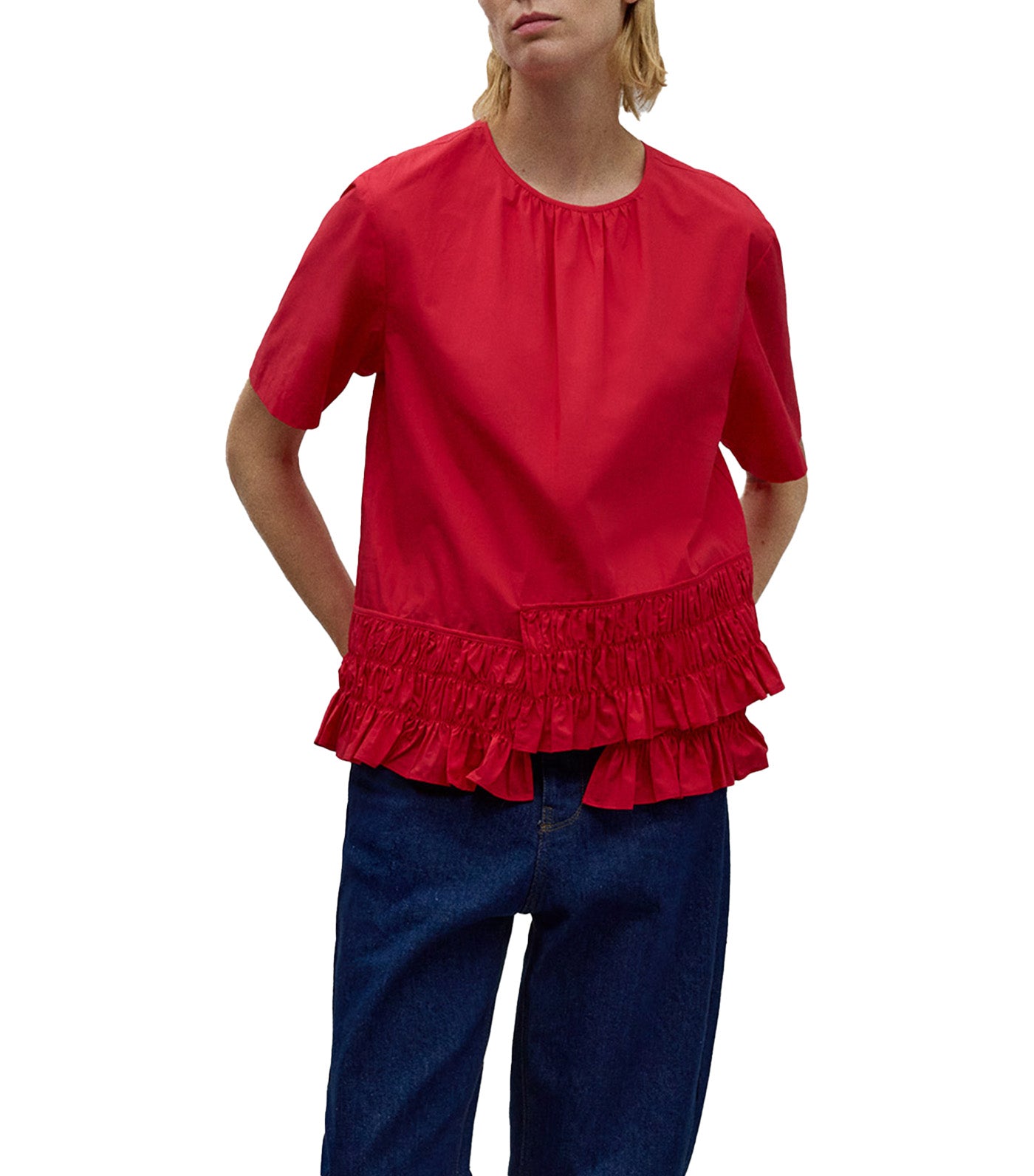 Ruffle Blouse Red