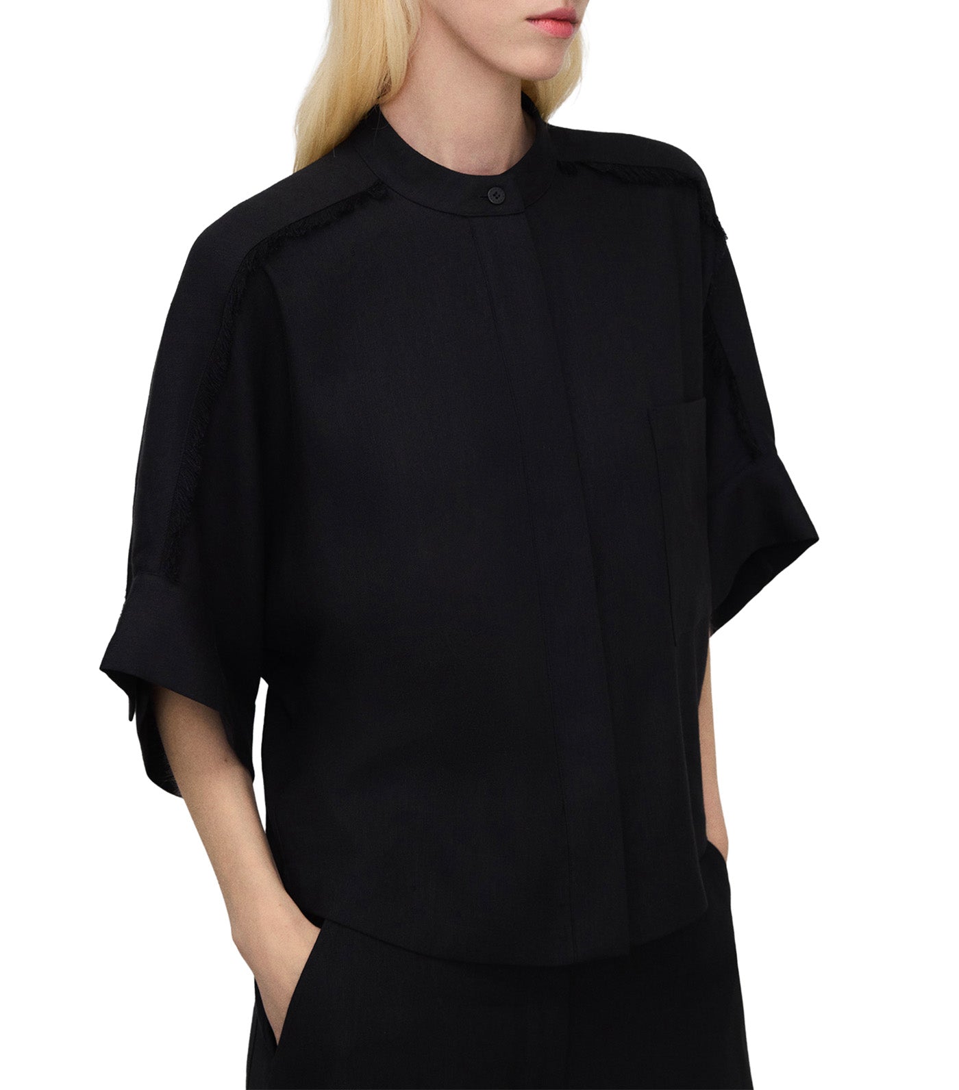 Fringed Oversize Shirt Black