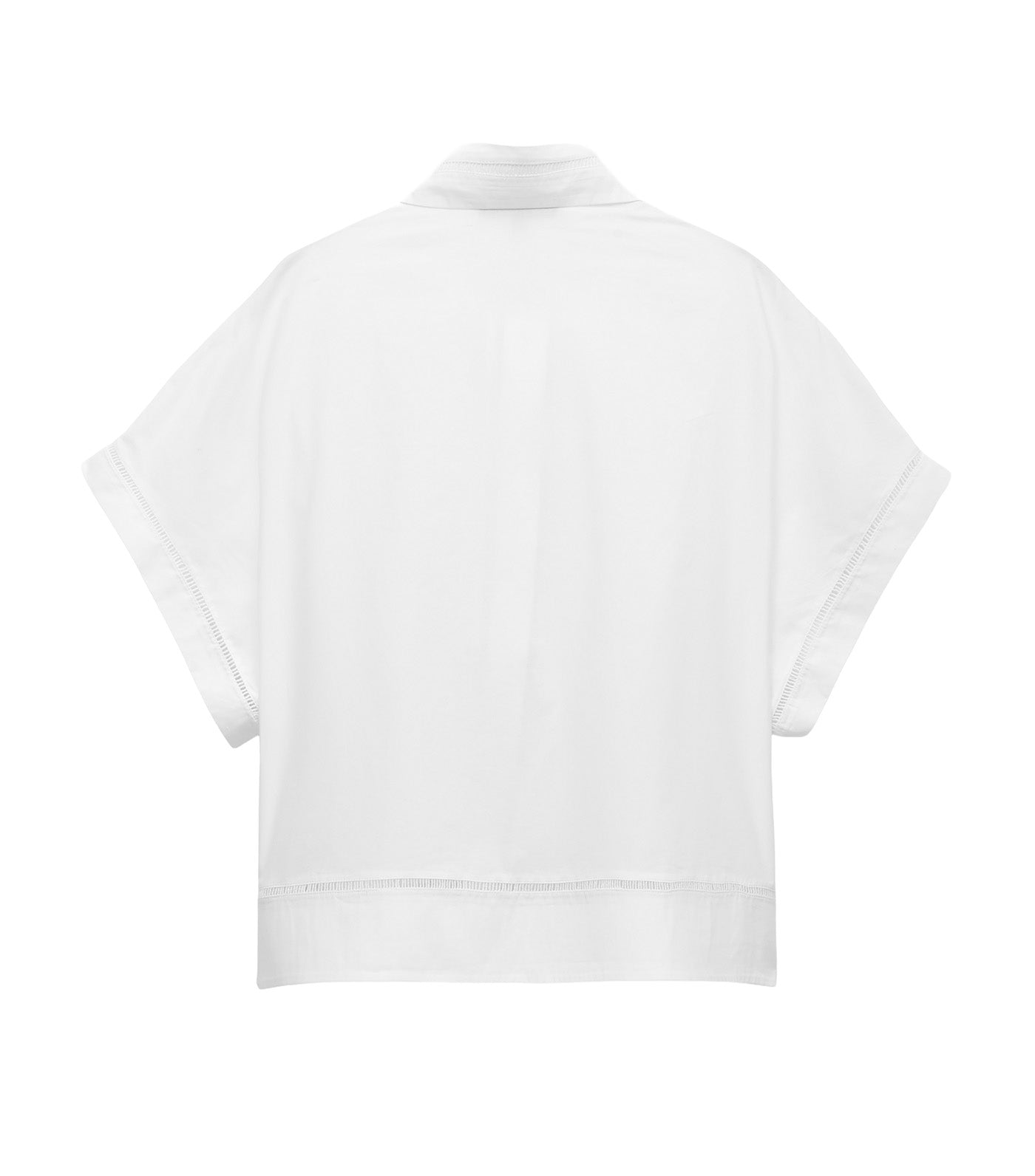 Cotton Shirt with Lace Trim White