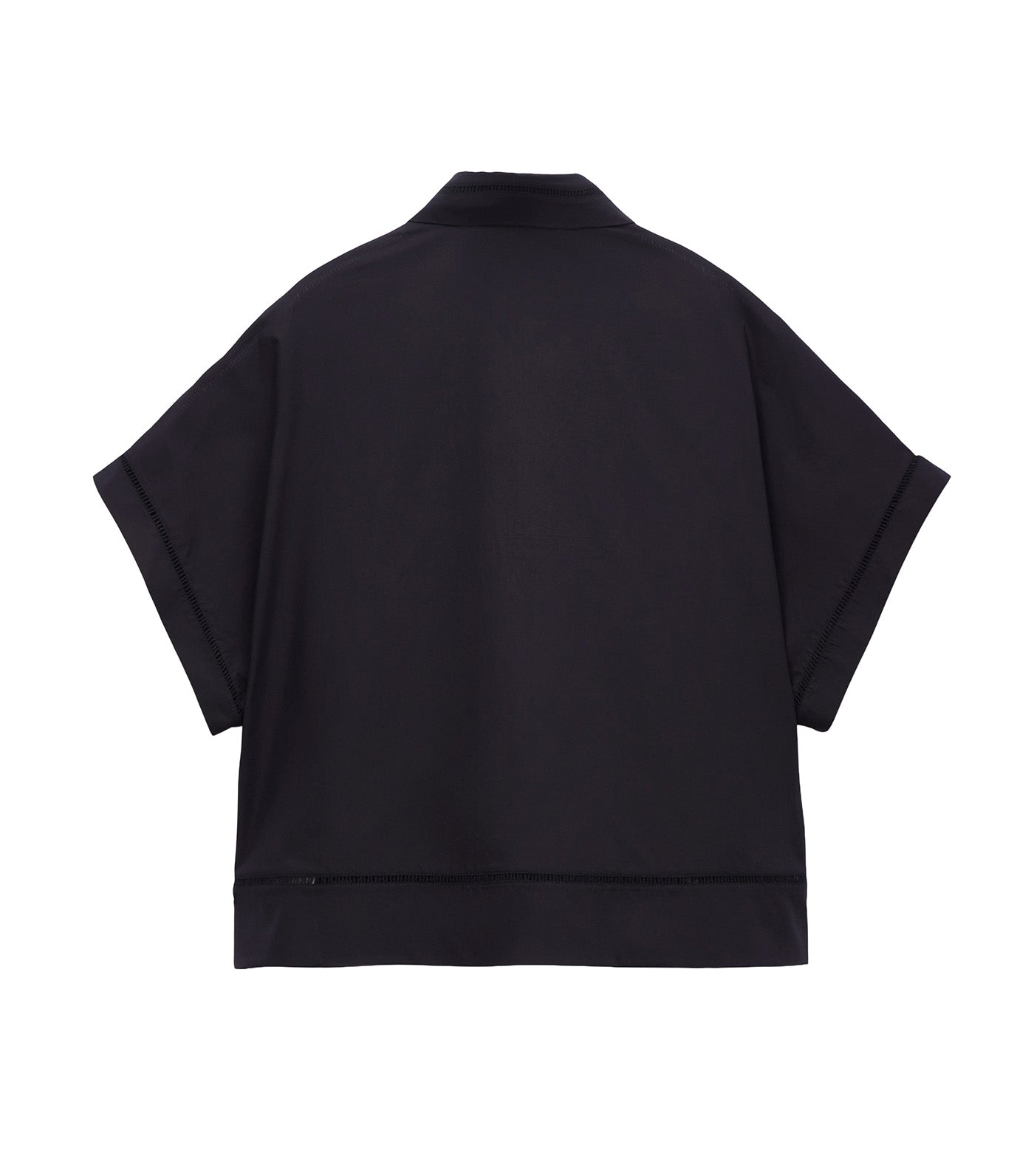 Cotton Shirt with Lace Trim Black