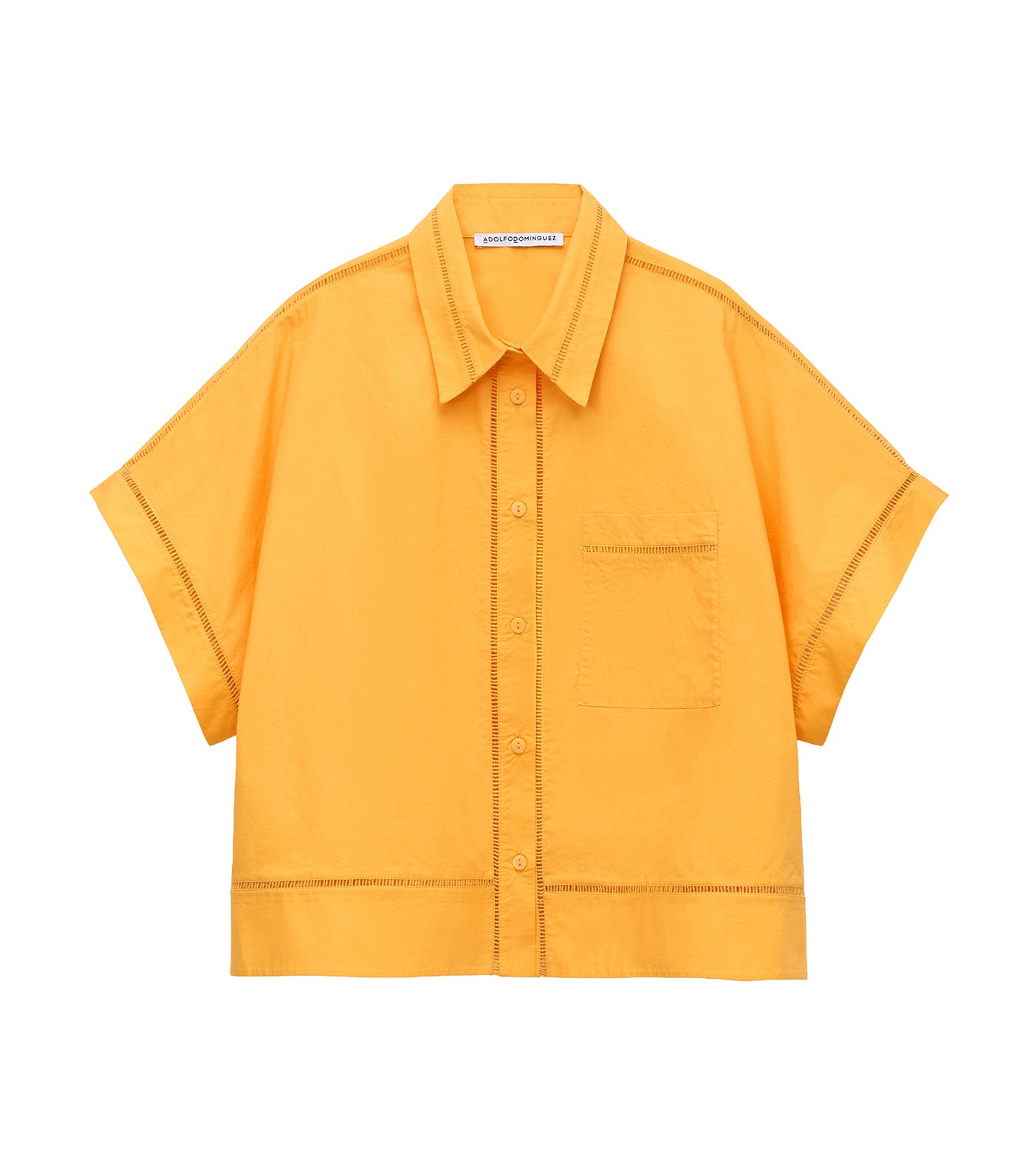 Cotton Shirt with Lace Trim Orange