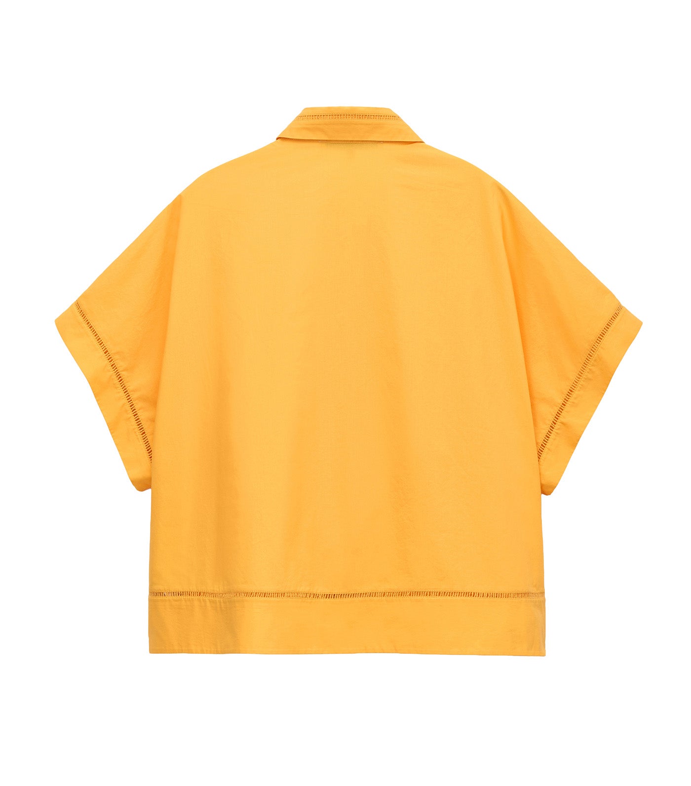 Cotton Shirt with Lace Trim Orange