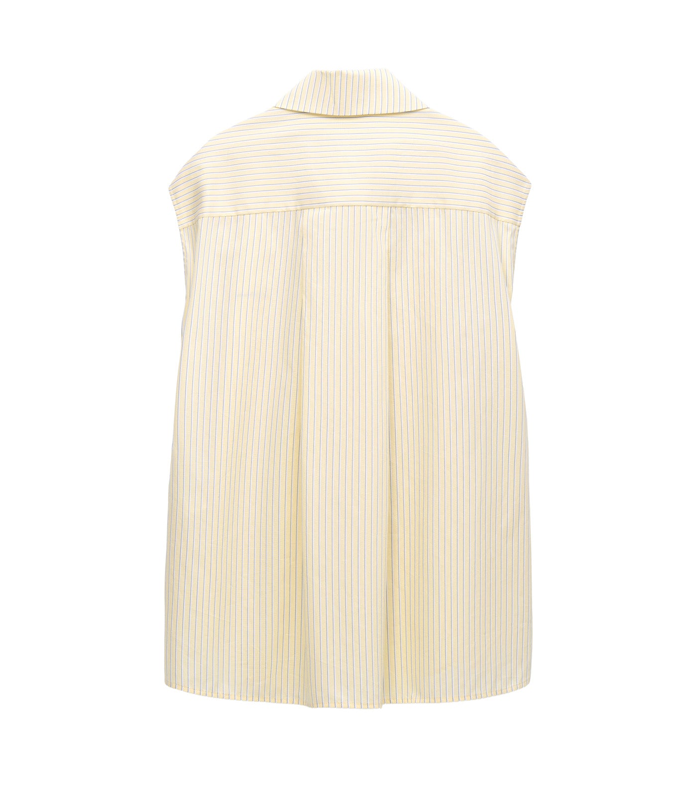 Cotton Wrap Funnel Neck Striped Shirt Yellow Stripe
