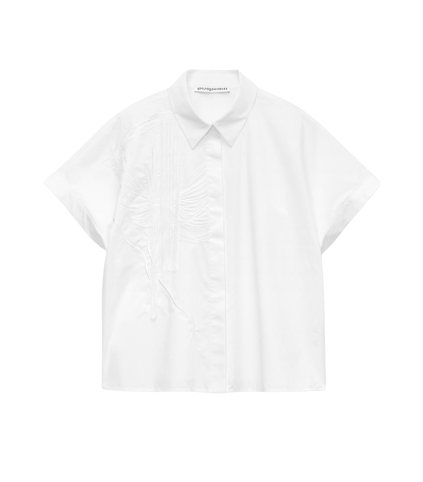 Cotton Embroidered Short Shirt White 