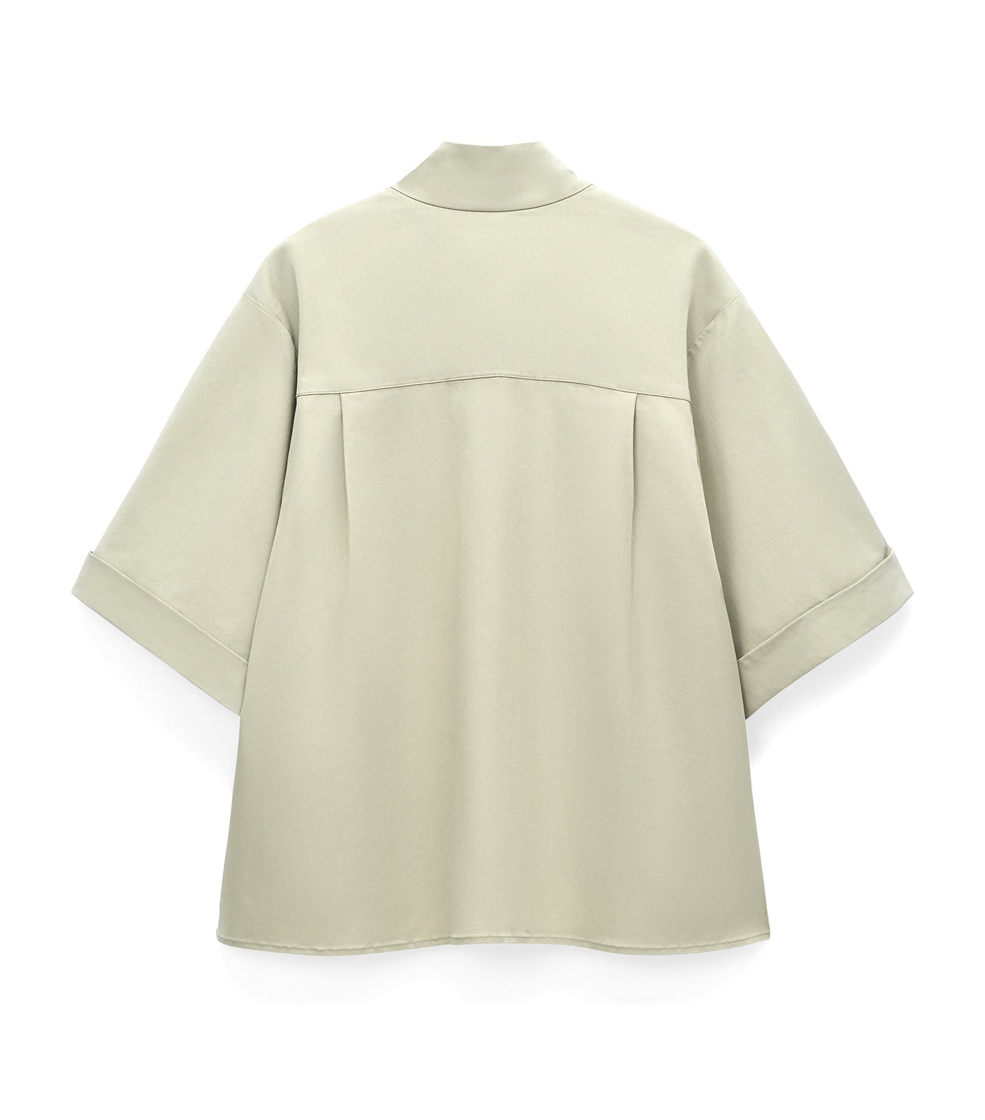 Adolfo Dominguez Band Collar Short Sleeve Shirt Green