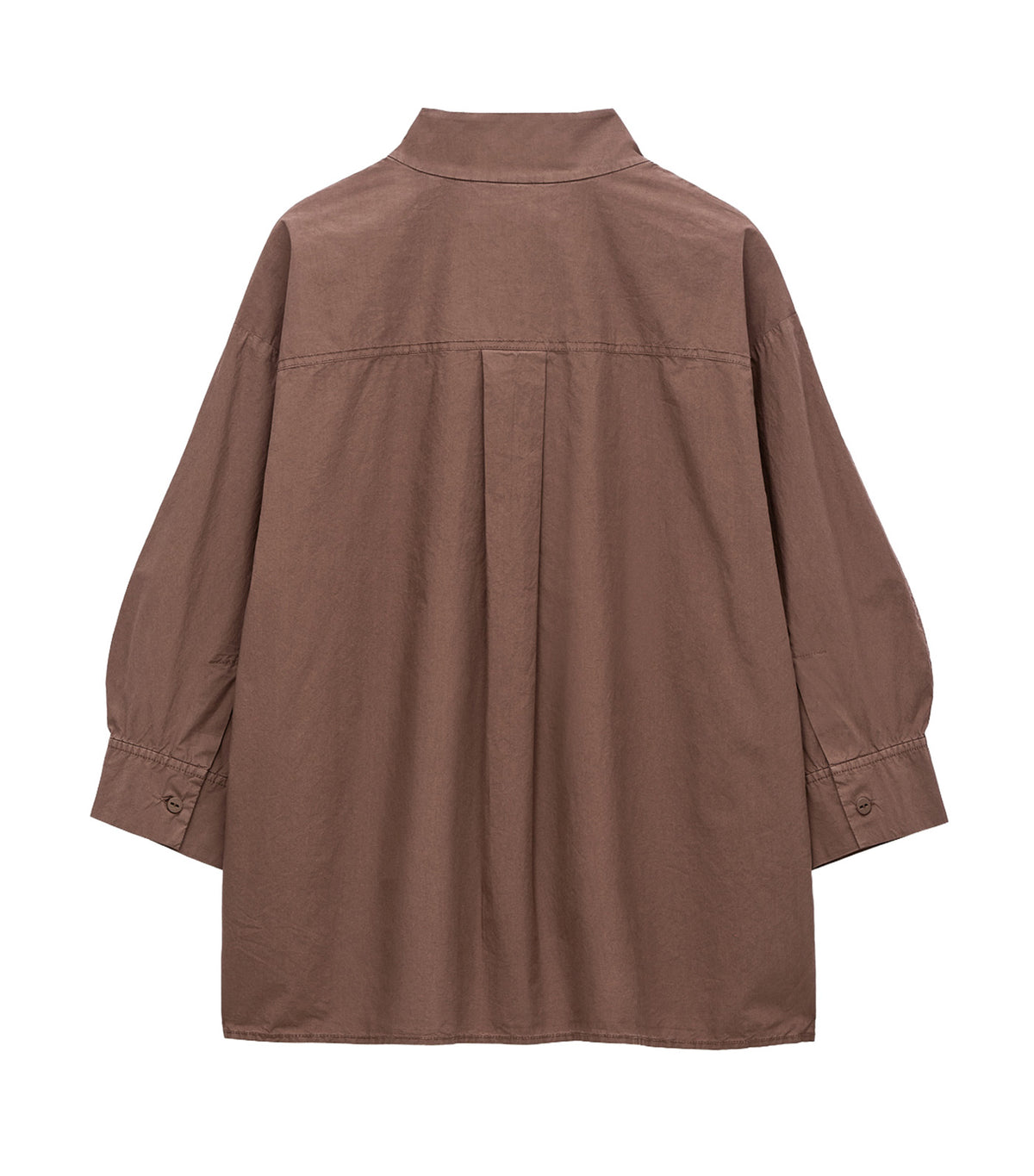 Organic Cotton Funnel Neck Shirt Brown