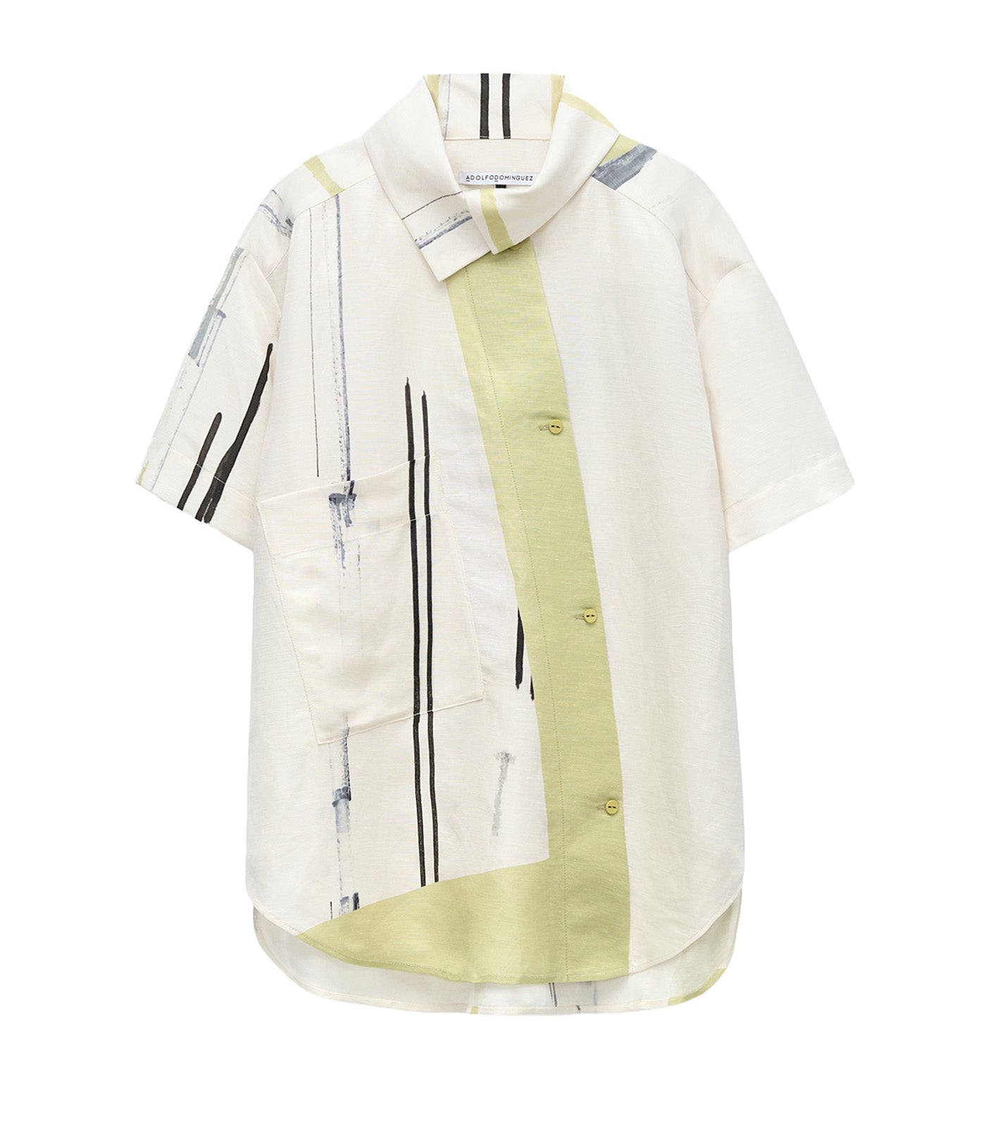 Printed Asymmetric Oversize Shirt Multicolor 