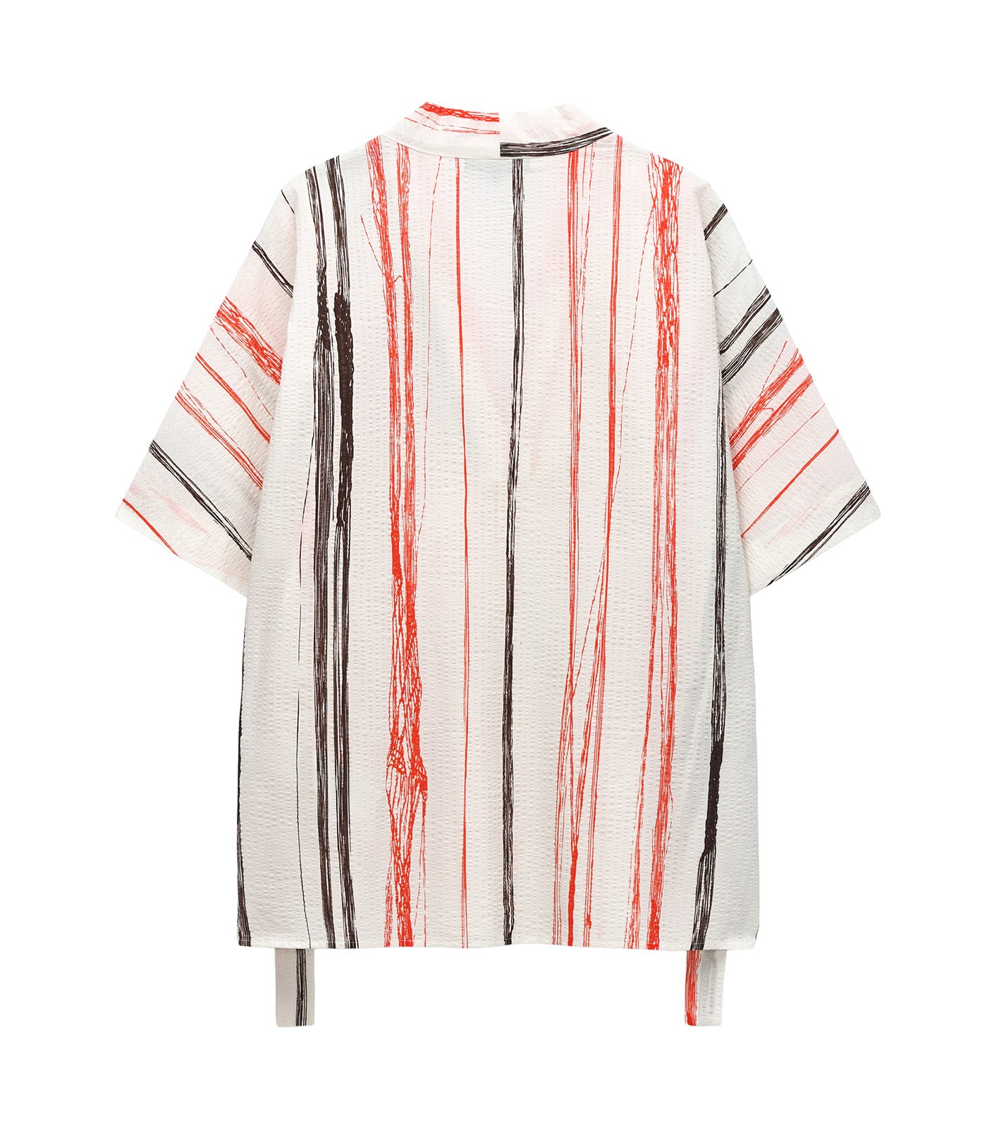 Irregular Striped Seersucker Top Black/Orange Stripes