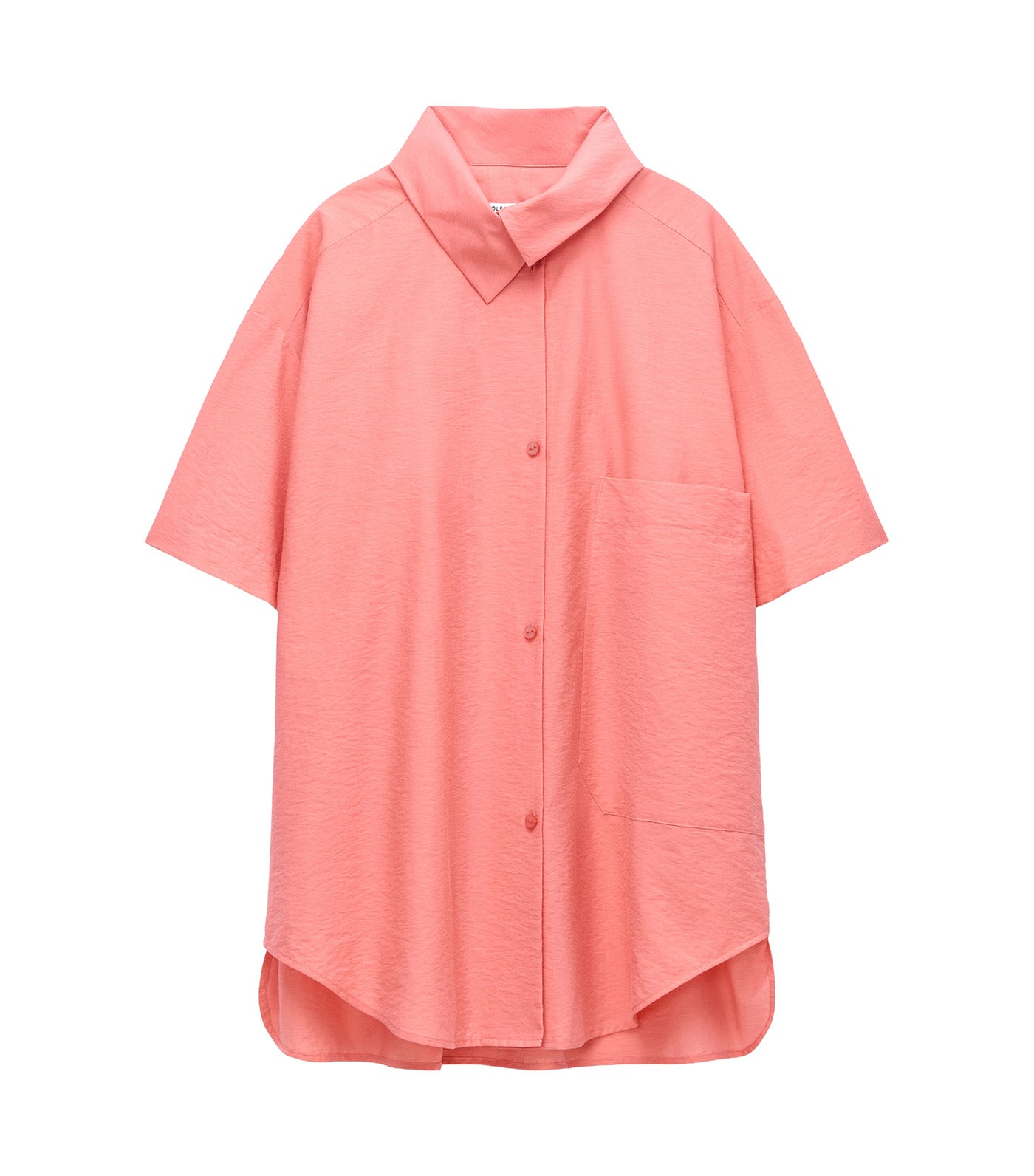 Asymmetric Spread Collar Shirt Pink
