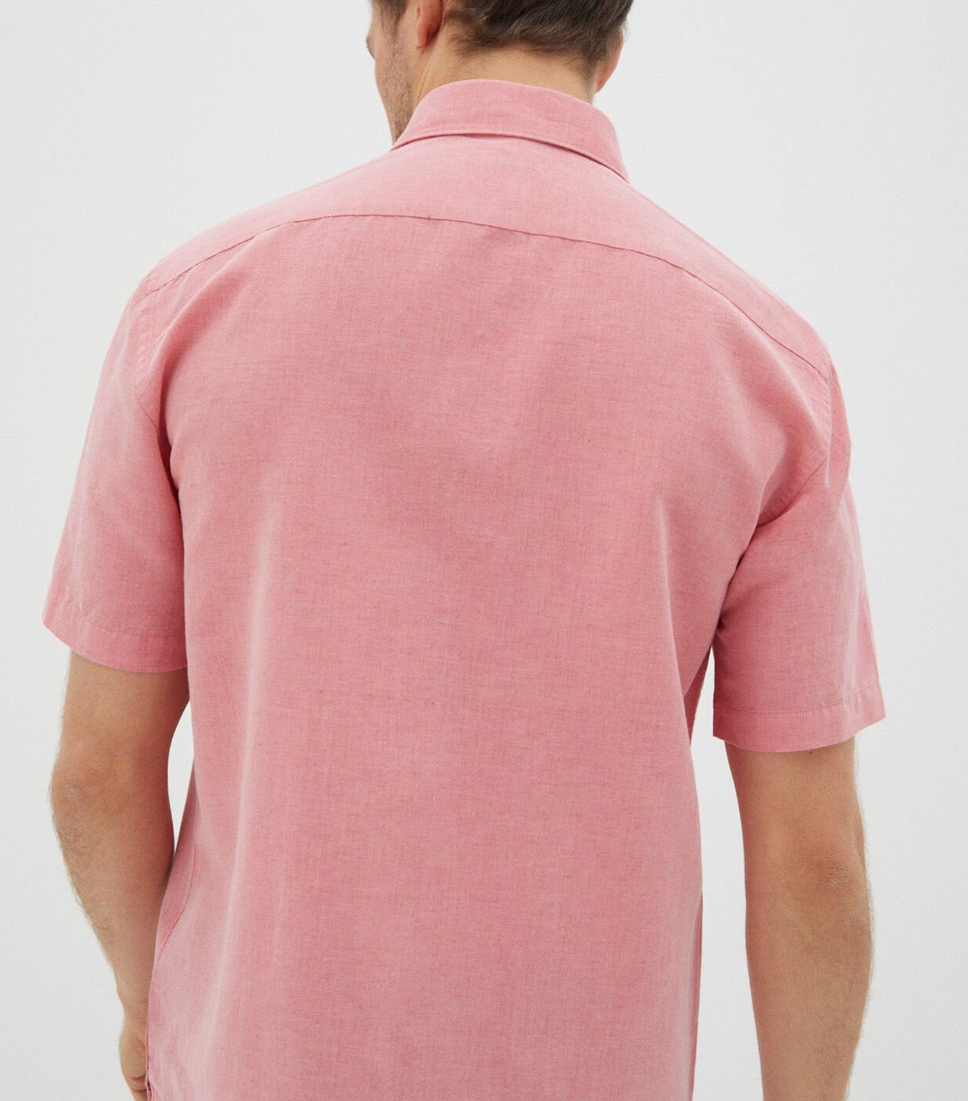 Plain Short Sleeve Linen Shirt Red