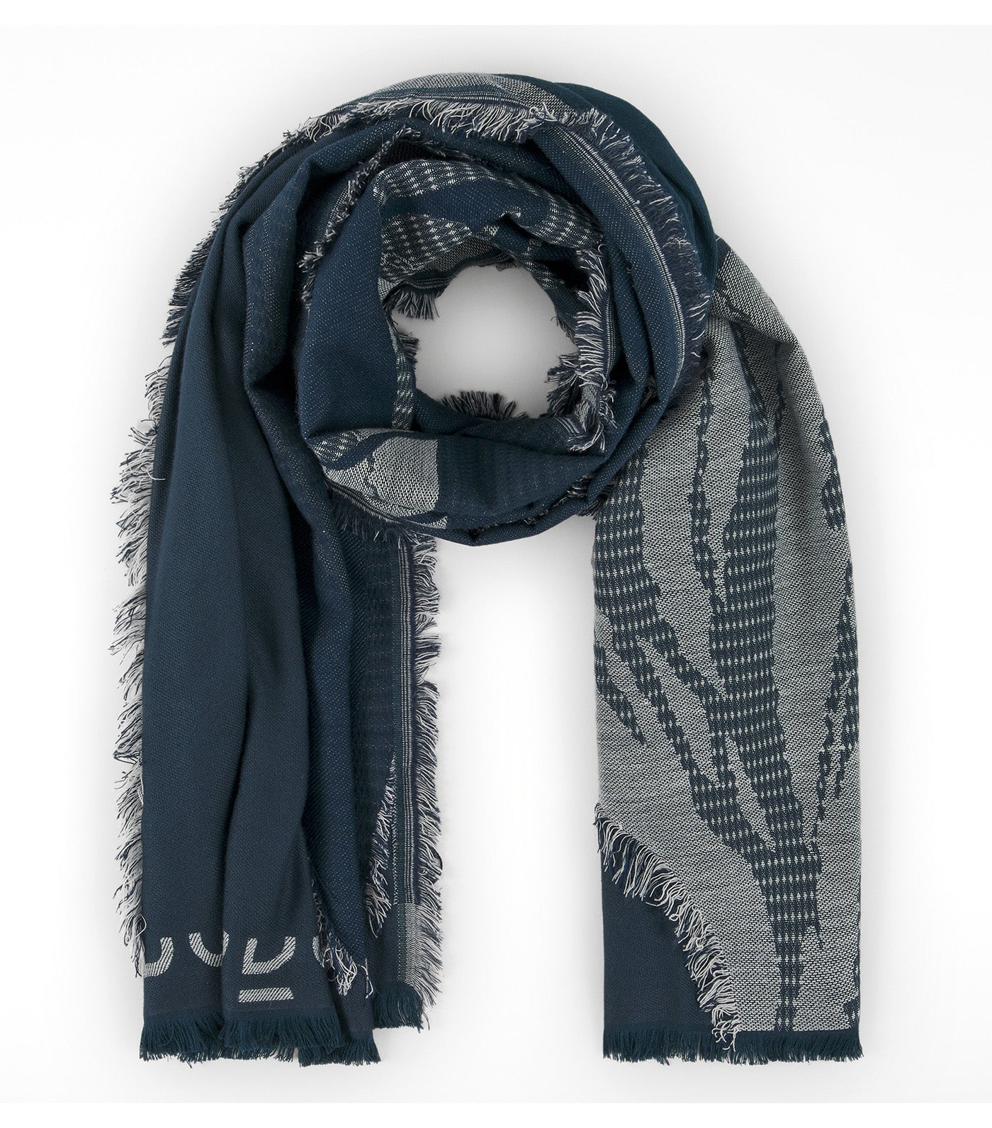 Printed Jacquard Shawl Indigo