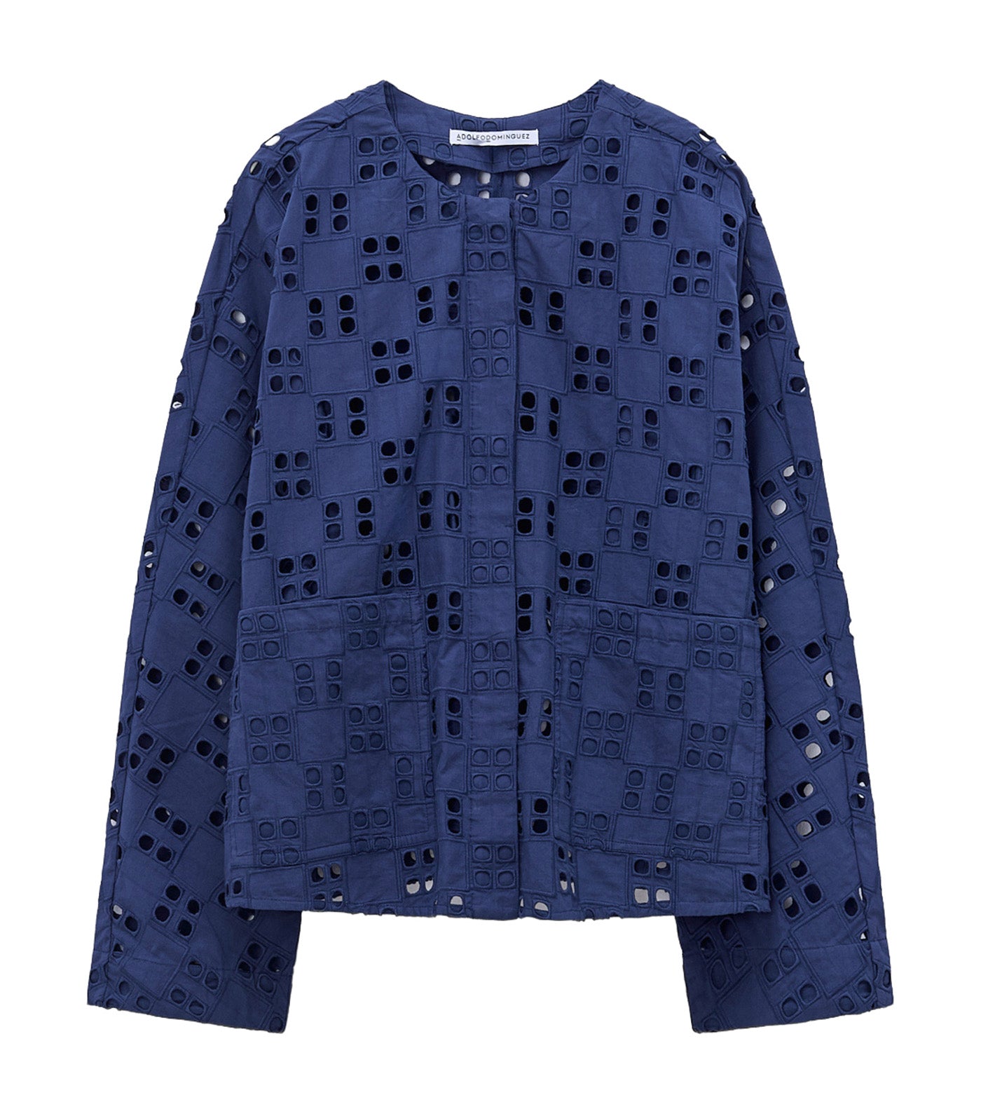 Poplin Jacket With English Embroidery Blue 