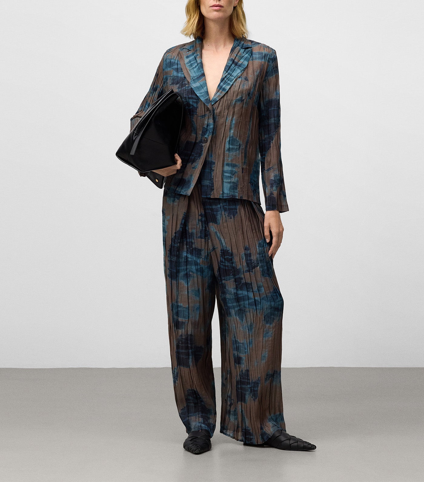 Adolfo Dominguez Printed Crinkle Blazer Taupe Print