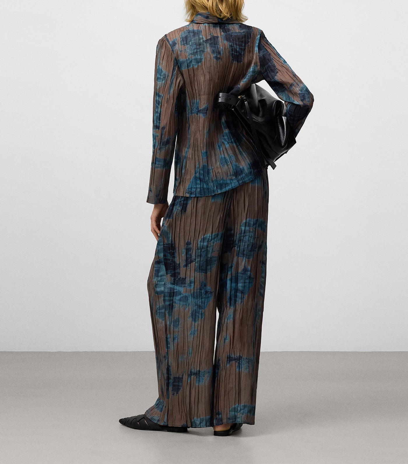 Adolfo Dominguez Printed Crinkle Blazer Taupe Print