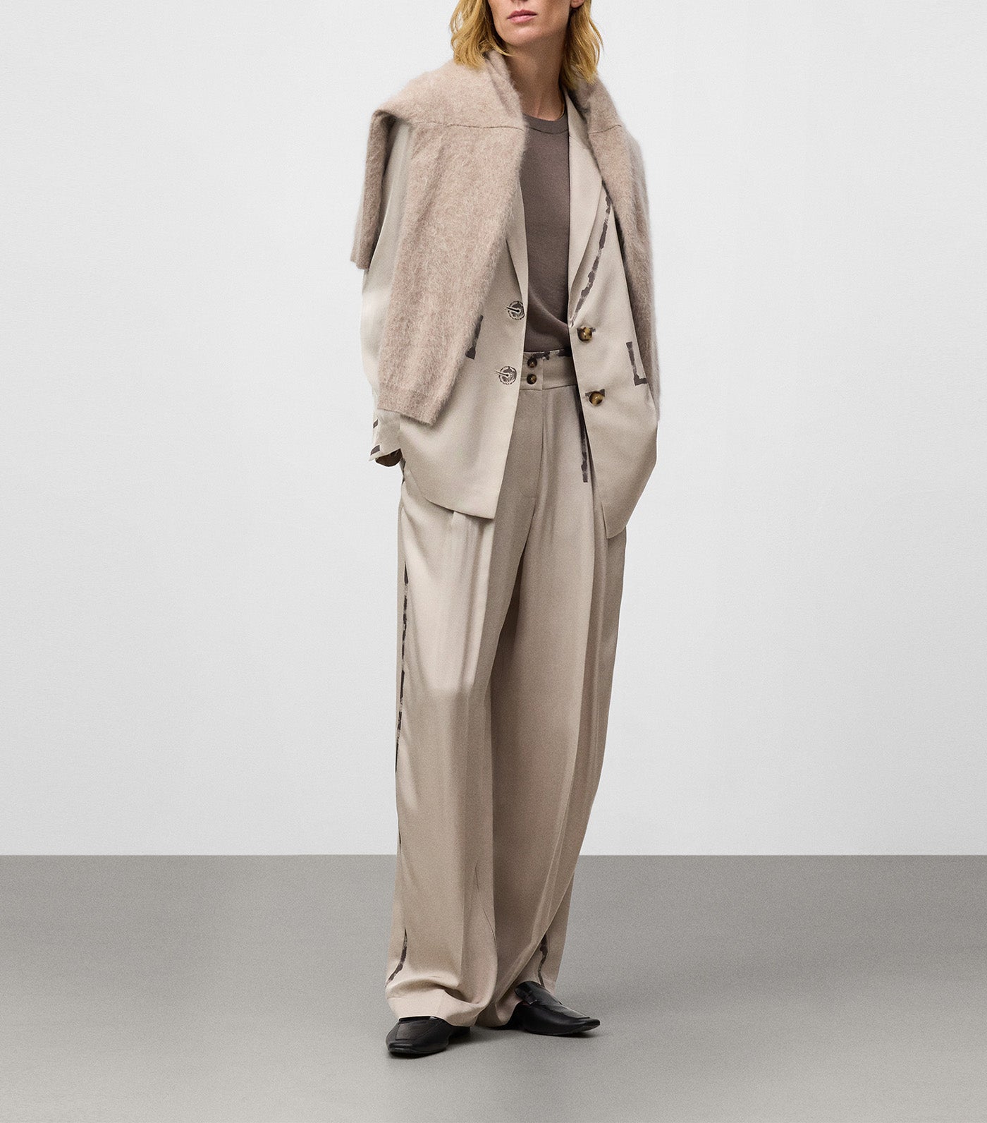 Viscose Straight Blazer Taupe