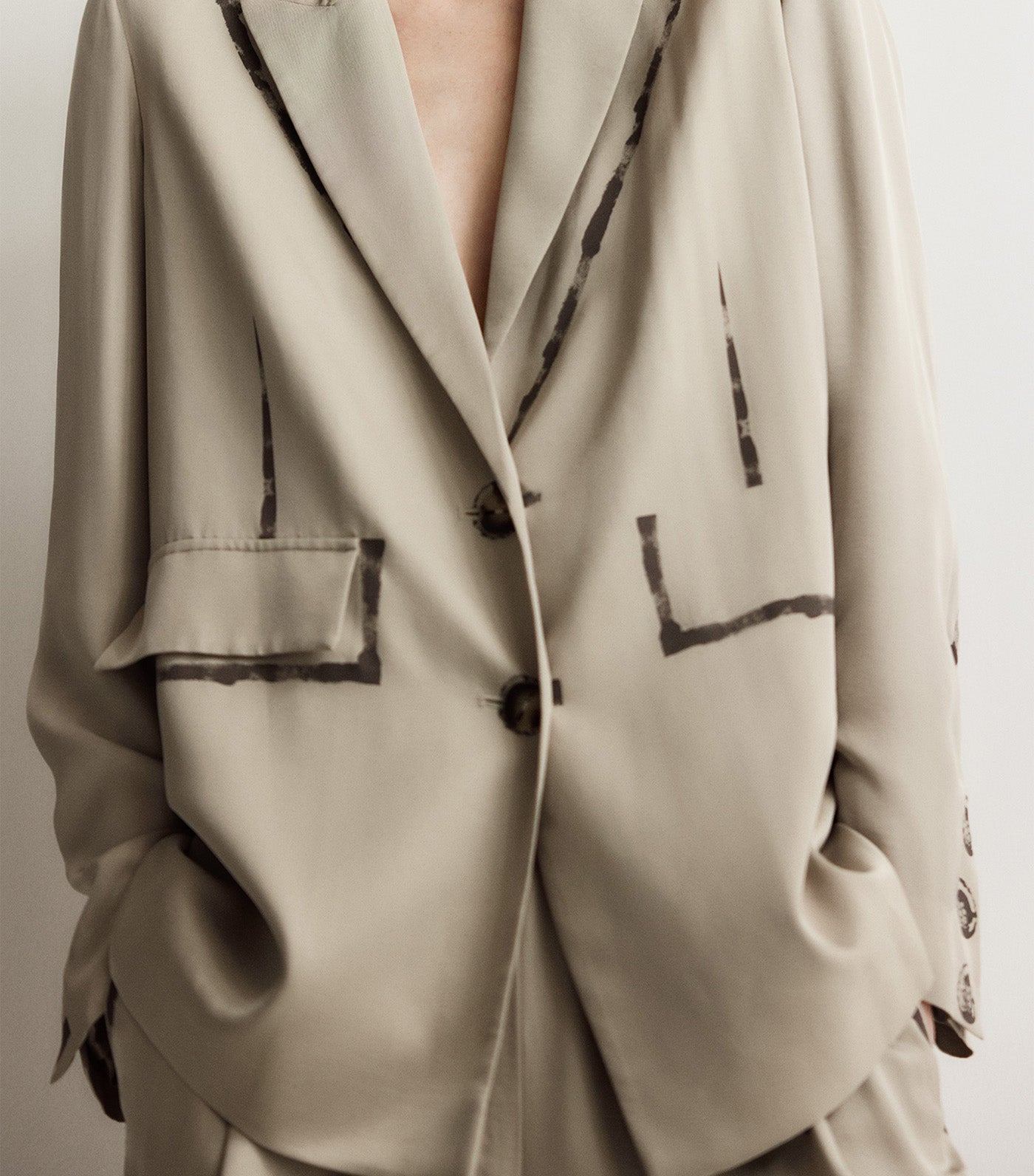 Viscose Straight Blazer Taupe
