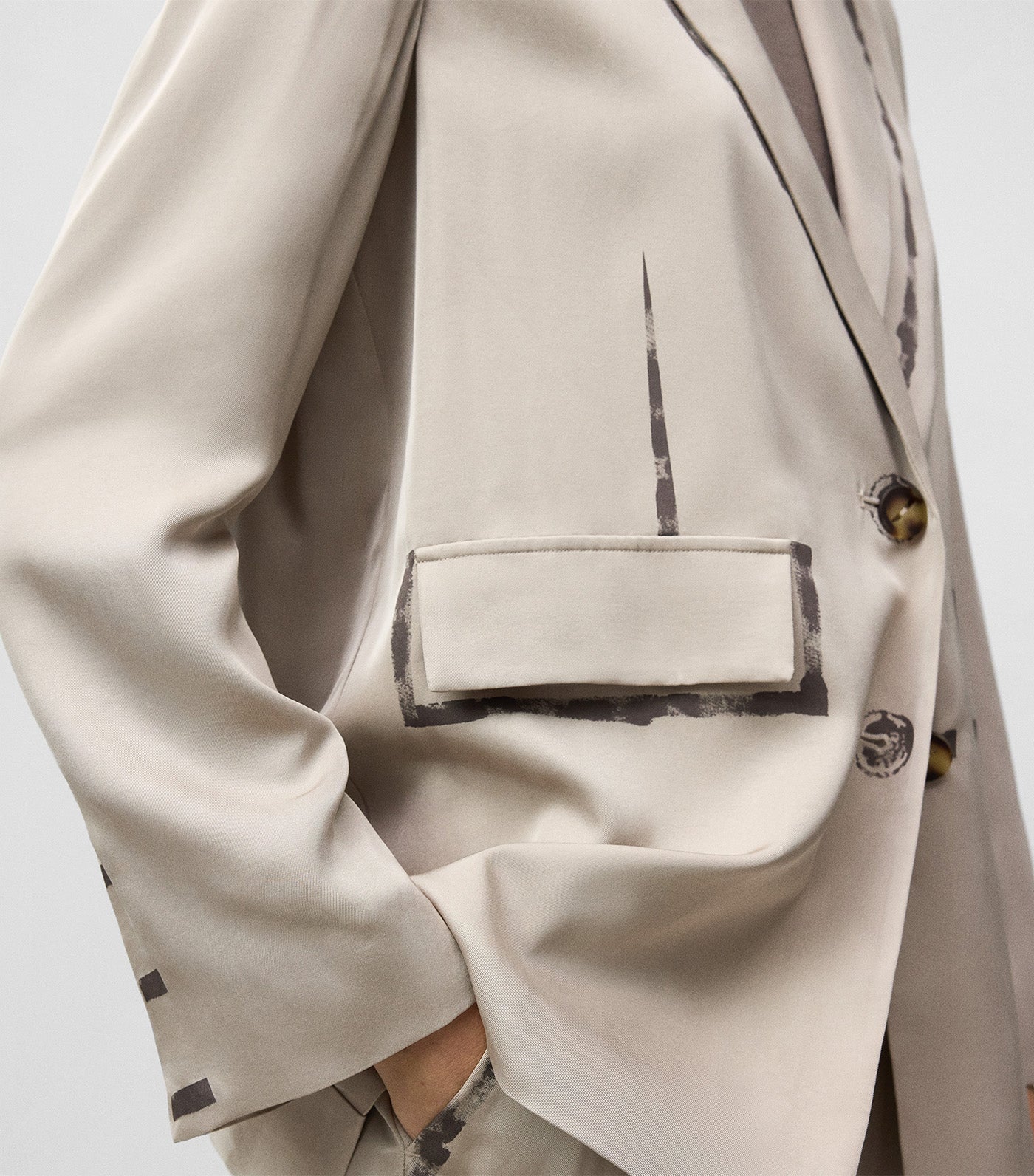 Viscose Straight Blazer Taupe