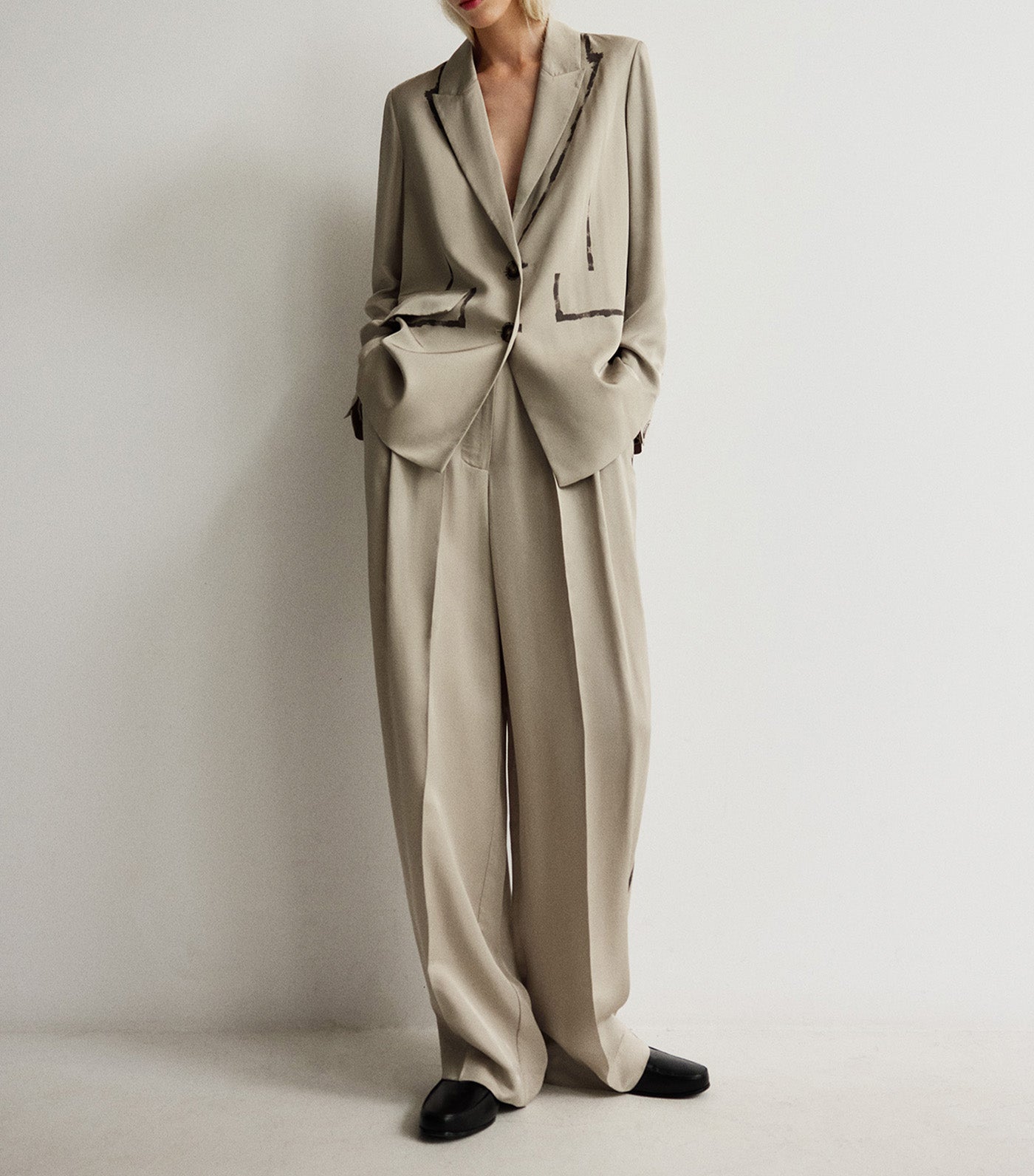 Viscose Straight Blazer Taupe