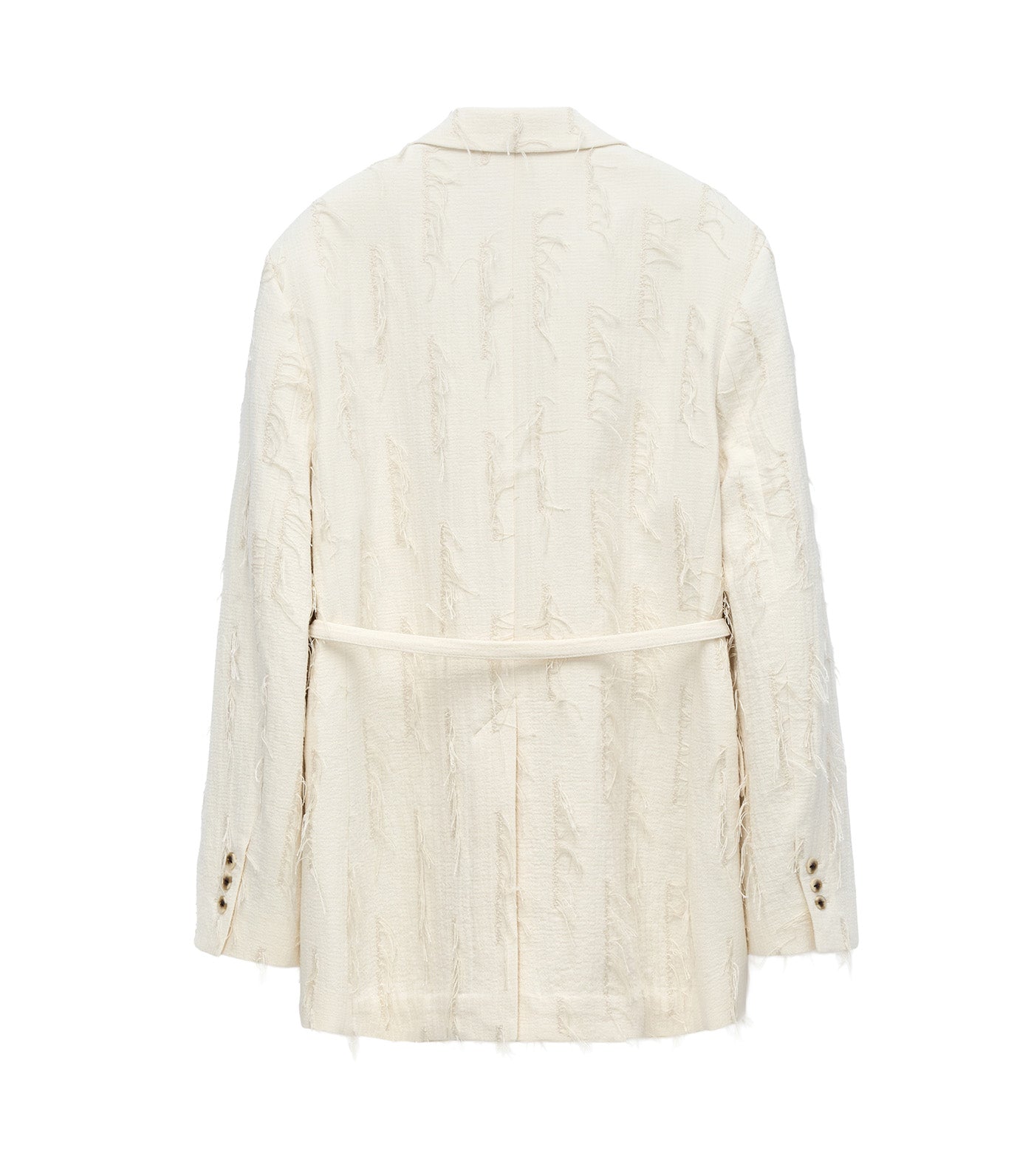 Frayed Double-Breasted Tailored Blazer Natural