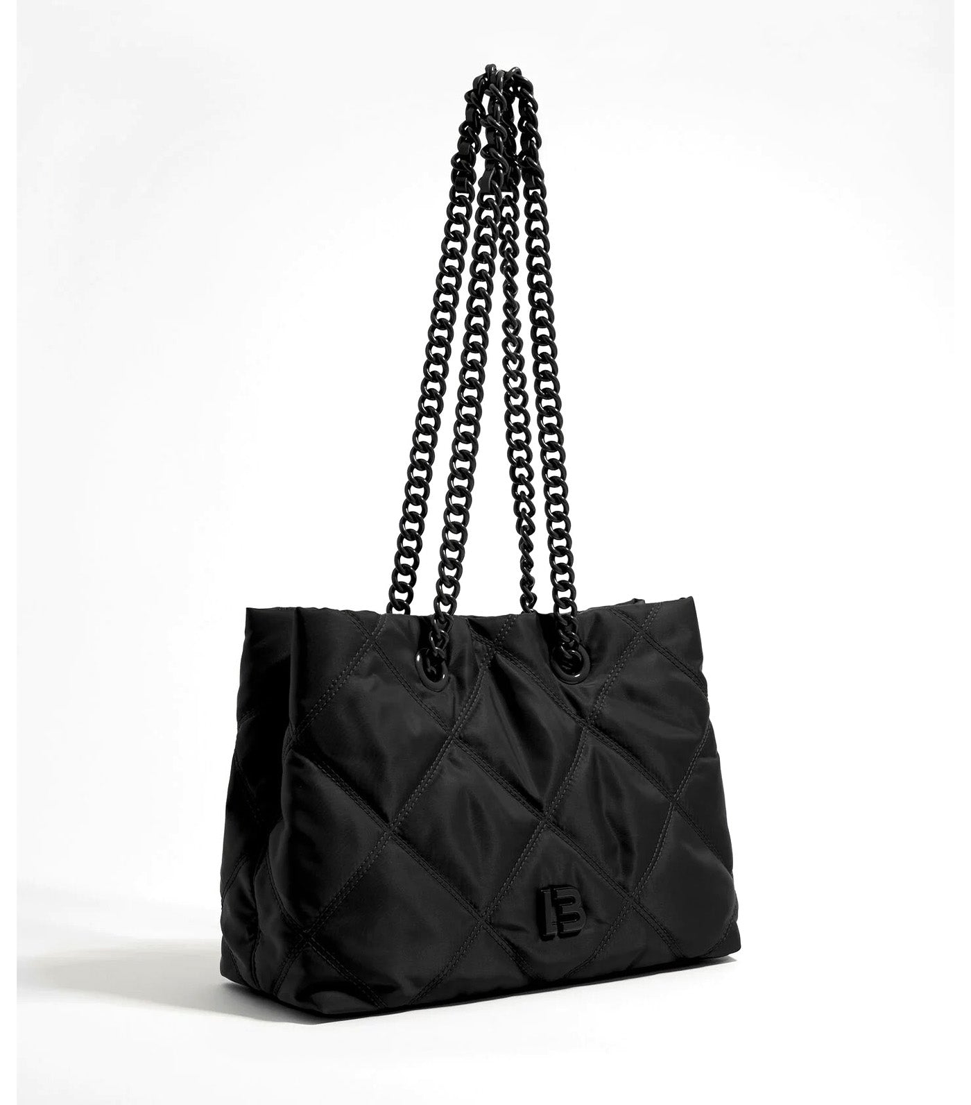 Medium Padded Nylon Shopper Bag Black