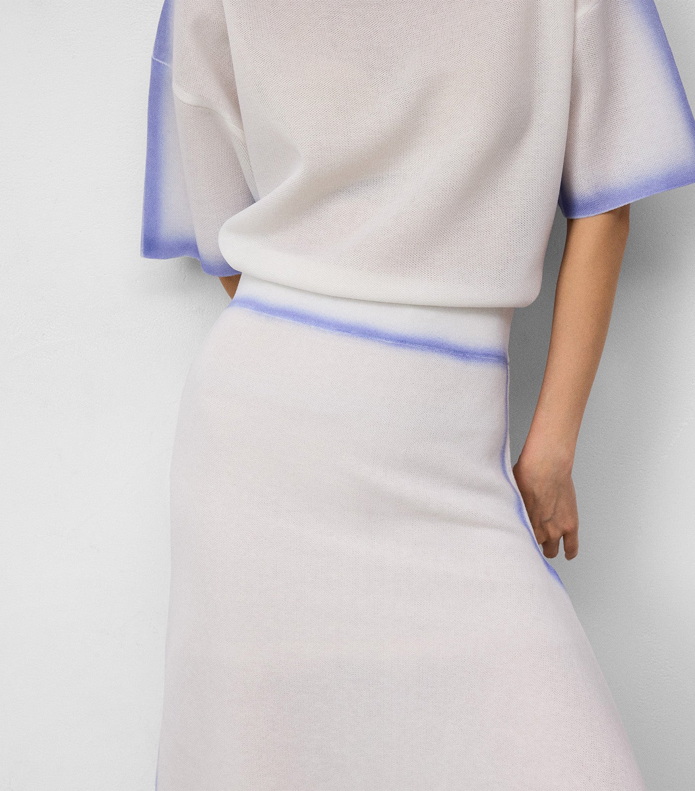 Double-Knit Skirt Ecru/Navy