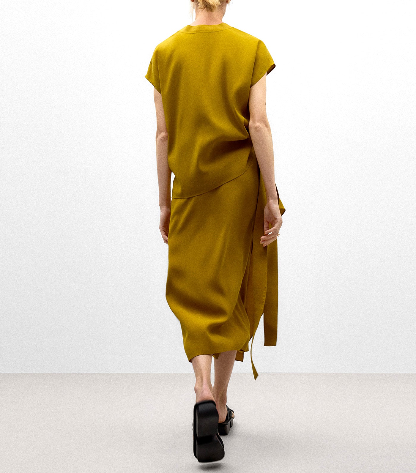 Draped Skirt with Knot Yellow Tumeric